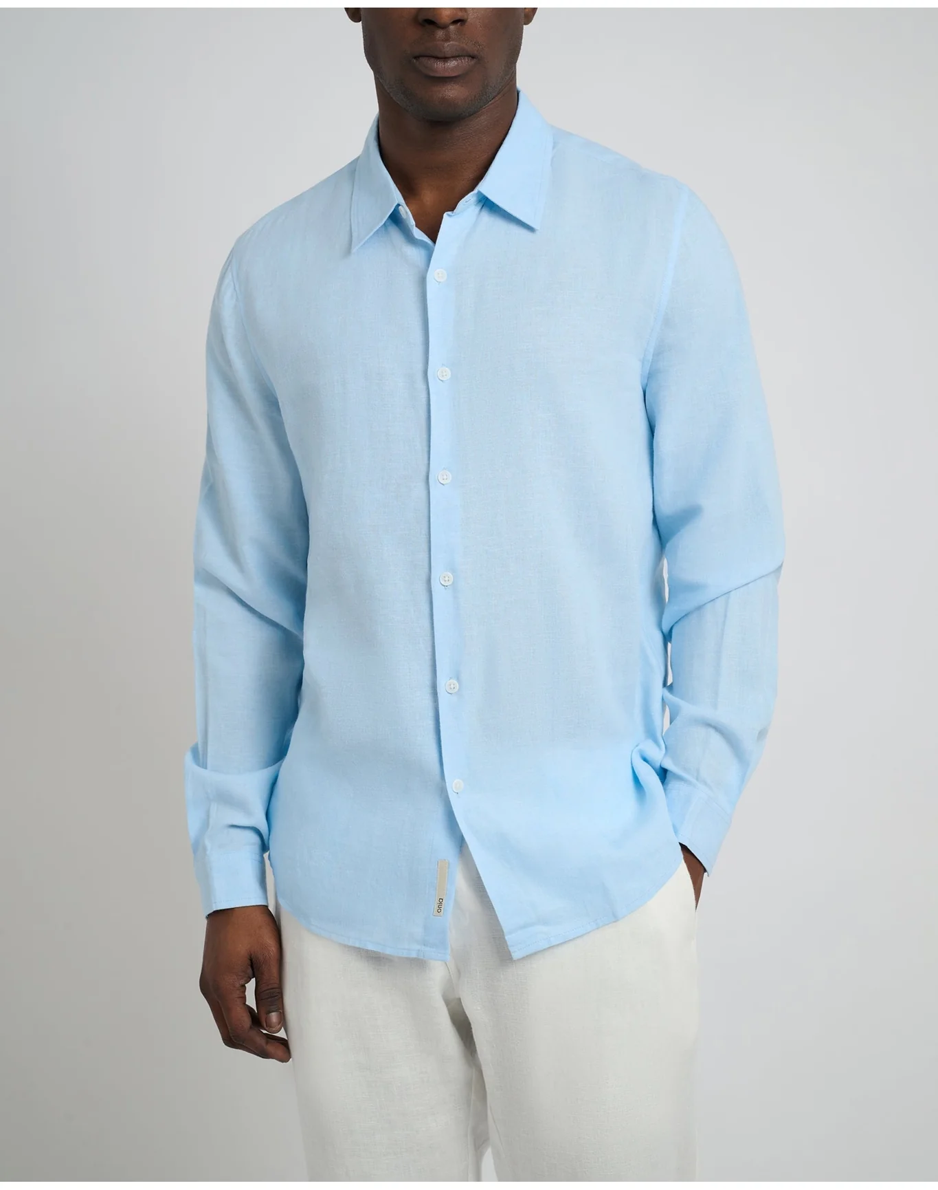 Men | Standard Long Sleeve Linen Shirt | Cool Blue - Image 2