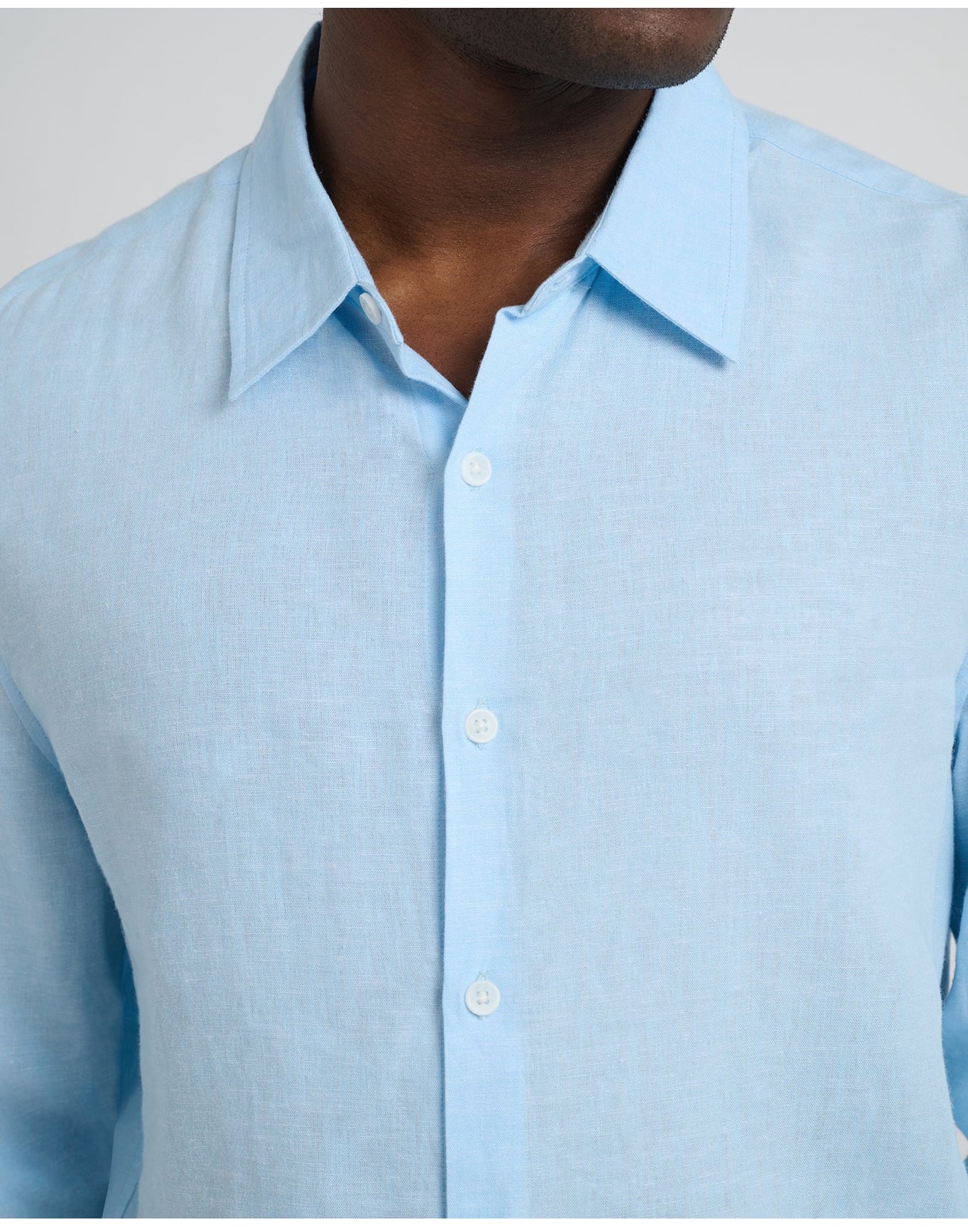 Men | Standard Long Sleeve Linen Shirt | Cool Blue - Image 3