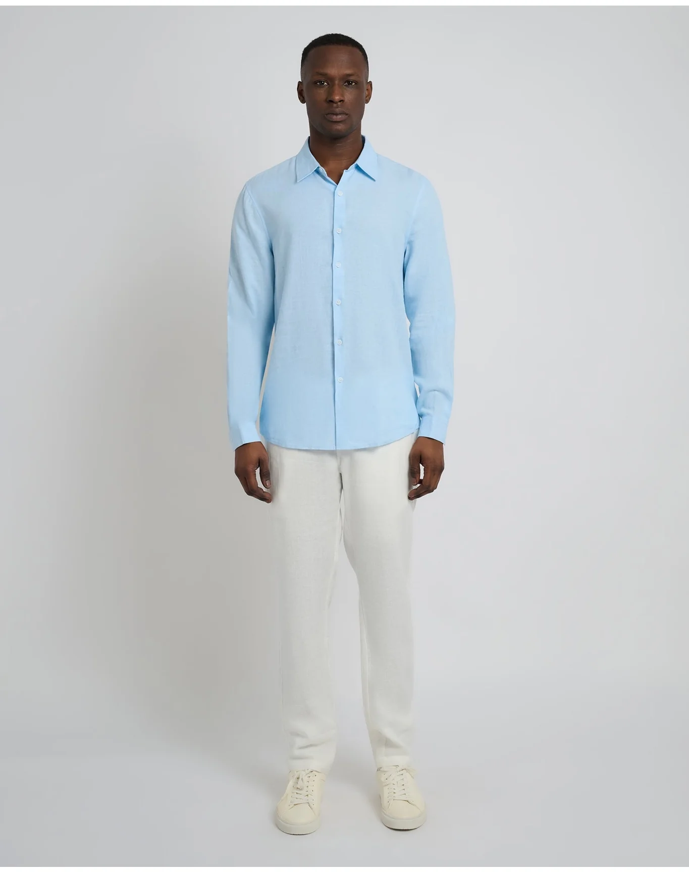Men | Standard Long Sleeve Linen Shirt | Cool Blue - Image 4