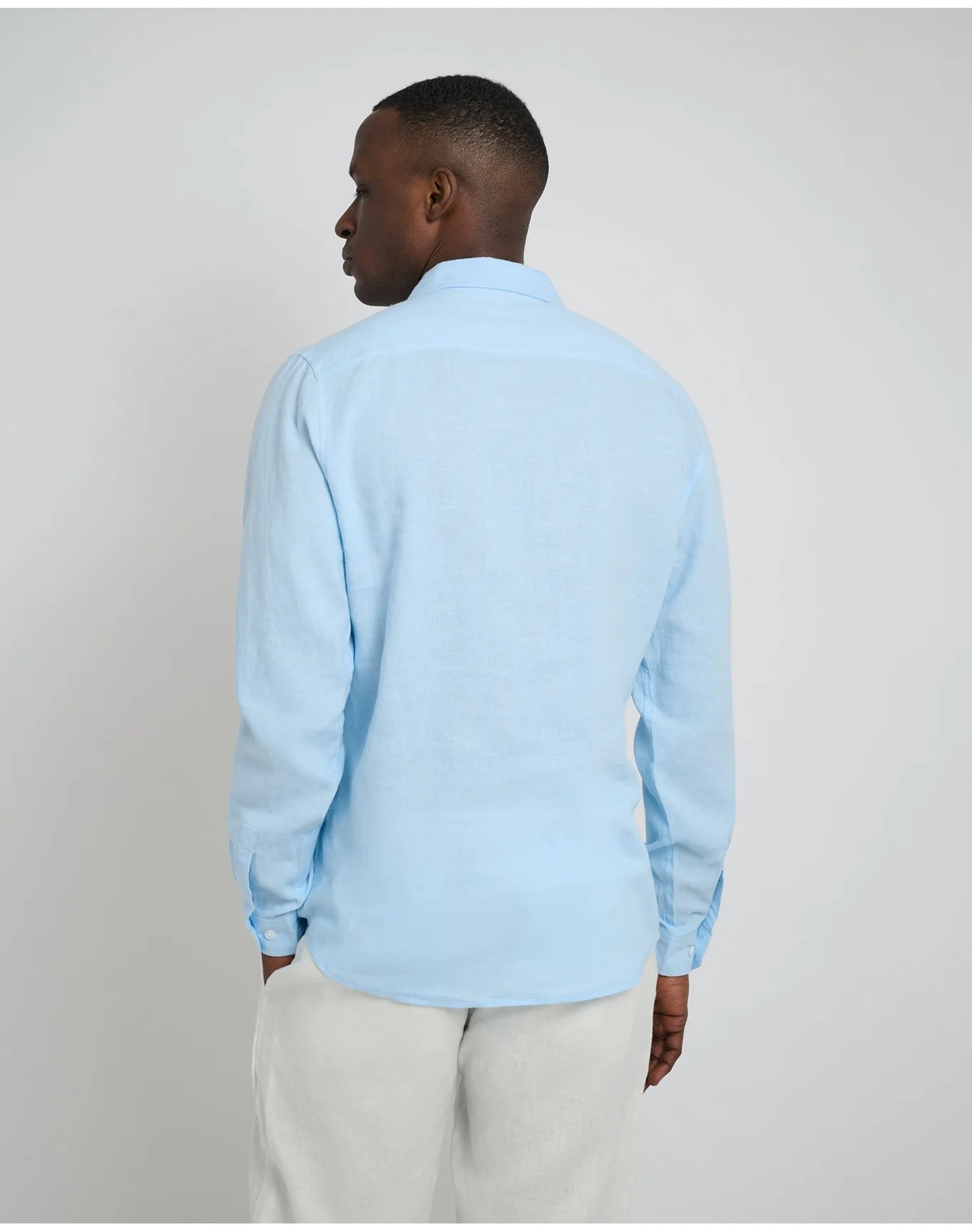 Men | Standard Long Sleeve Linen Shirt | Cool Blue - Image 5