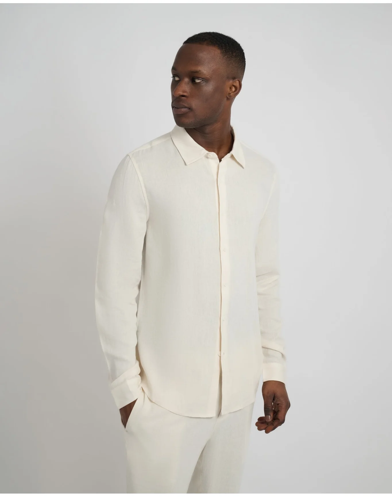 Men | Standard Long Sleeve Linen Shirt | Oat - Image 2