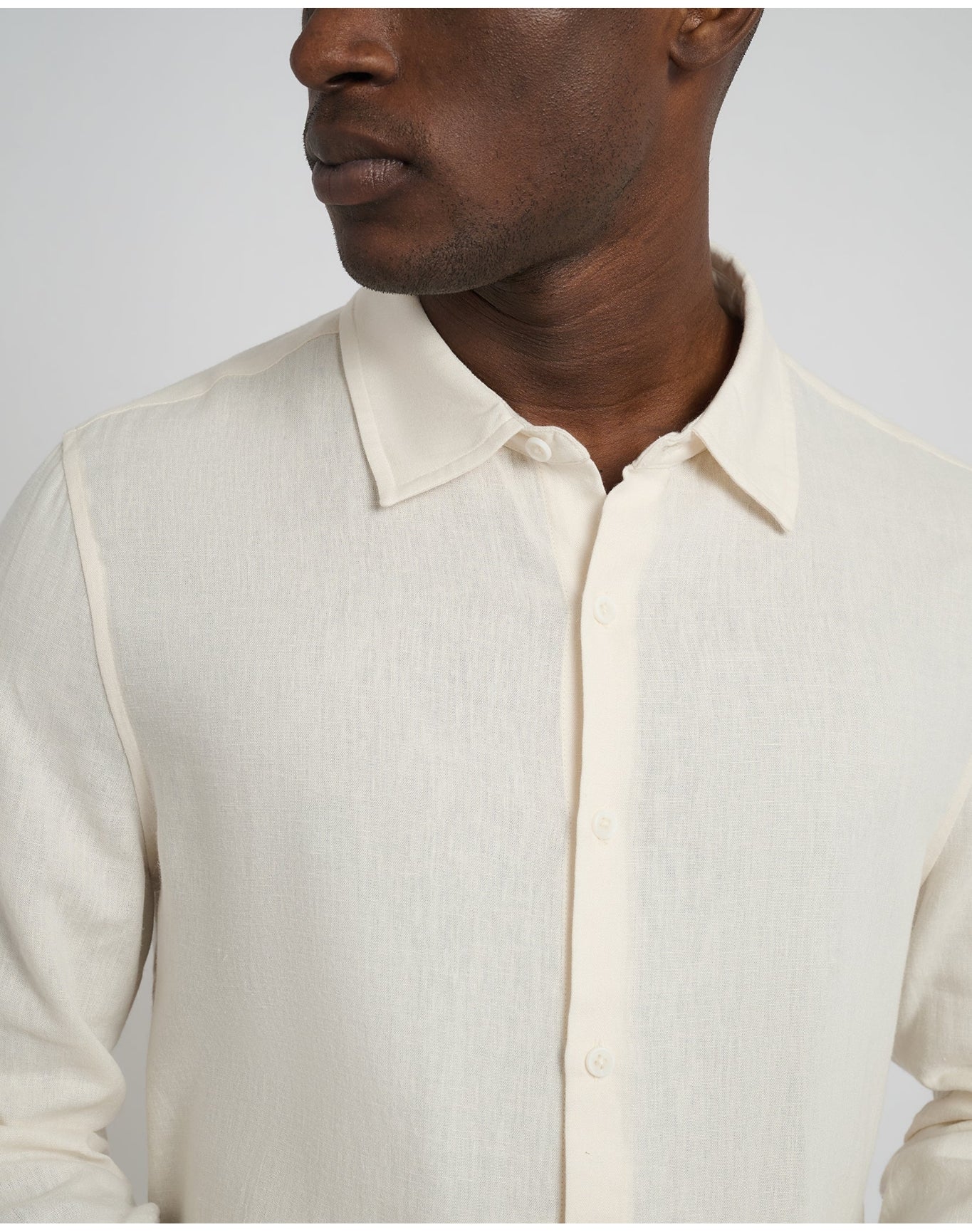 Men | Standard Long Sleeve Linen Shirt | Oat - Image 3