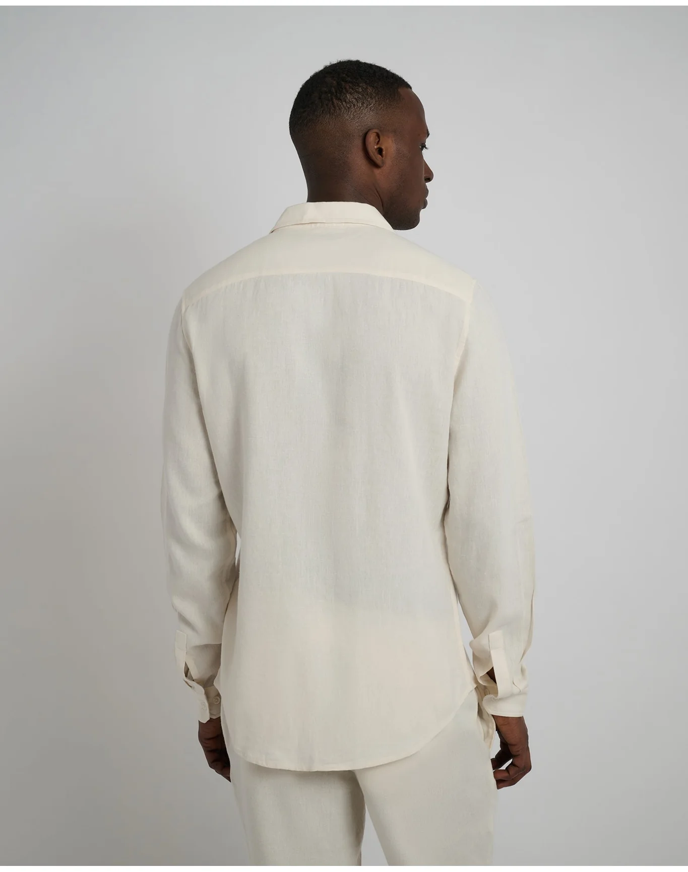 Men | Standard Long Sleeve Linen Shirt | Oat - Image 5