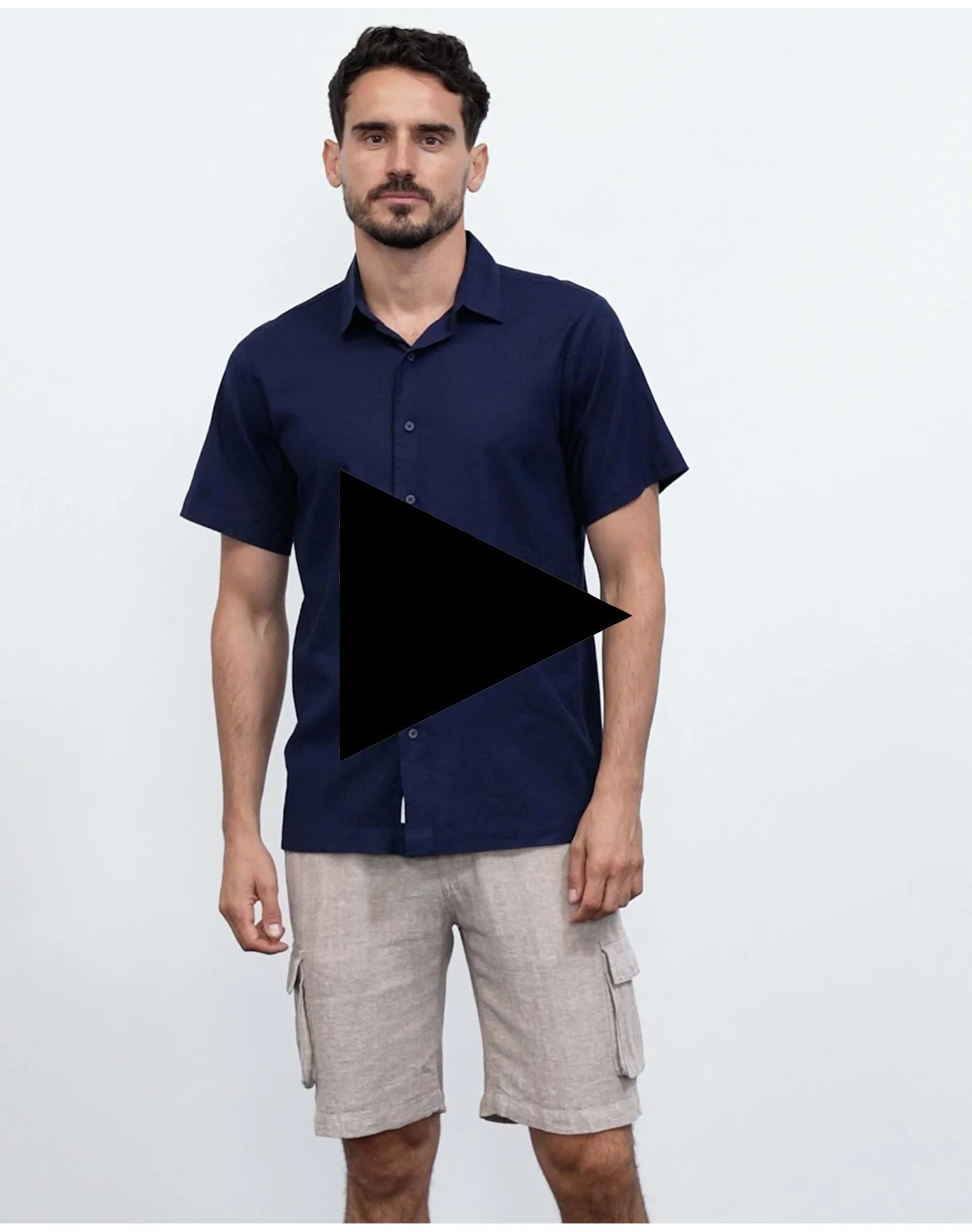 Men | Stretch Linen Pull On Cargo Short | Navy - Image 11