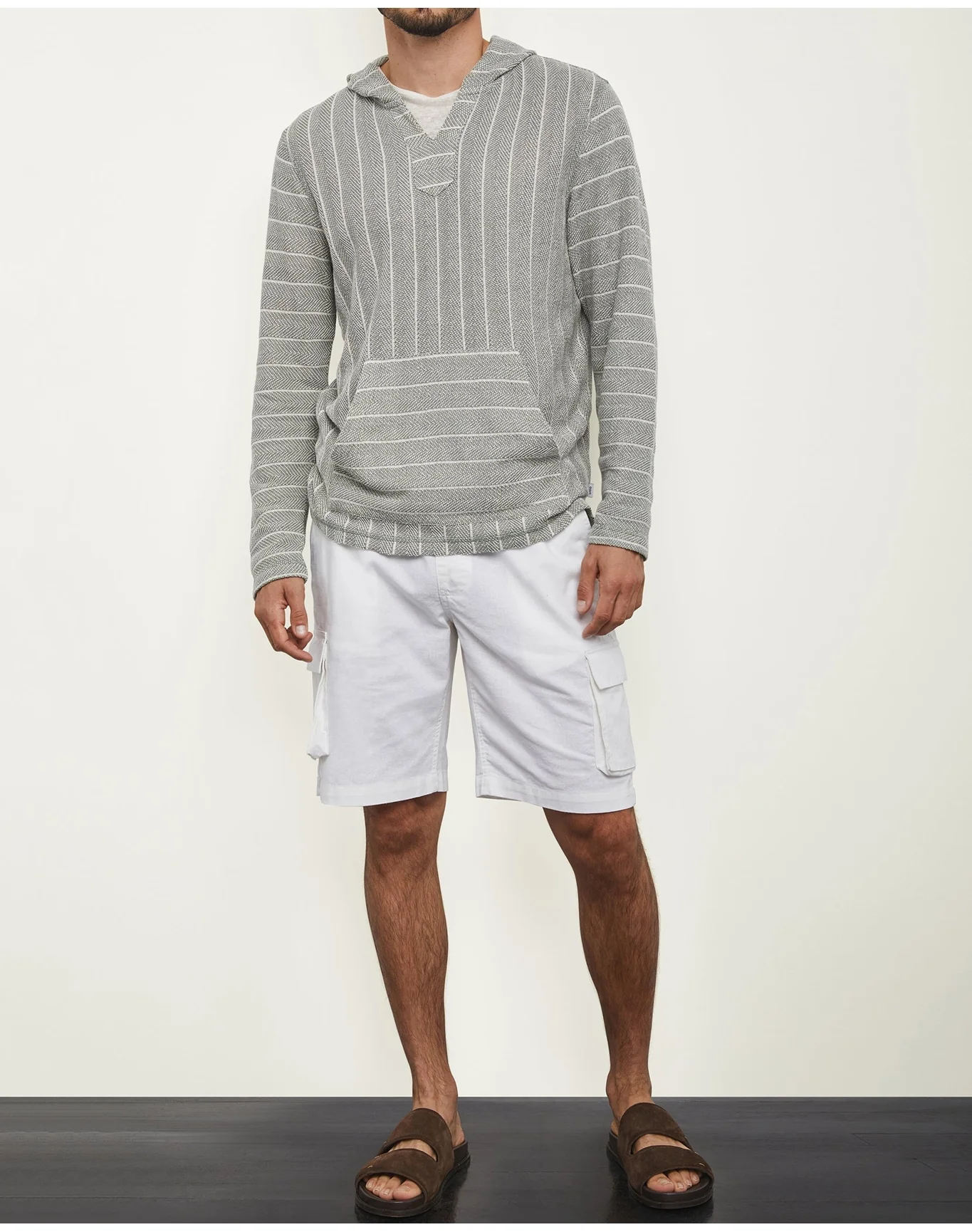 Men | Stretch Linen Pull On Cargo Short | Navy - Image 16