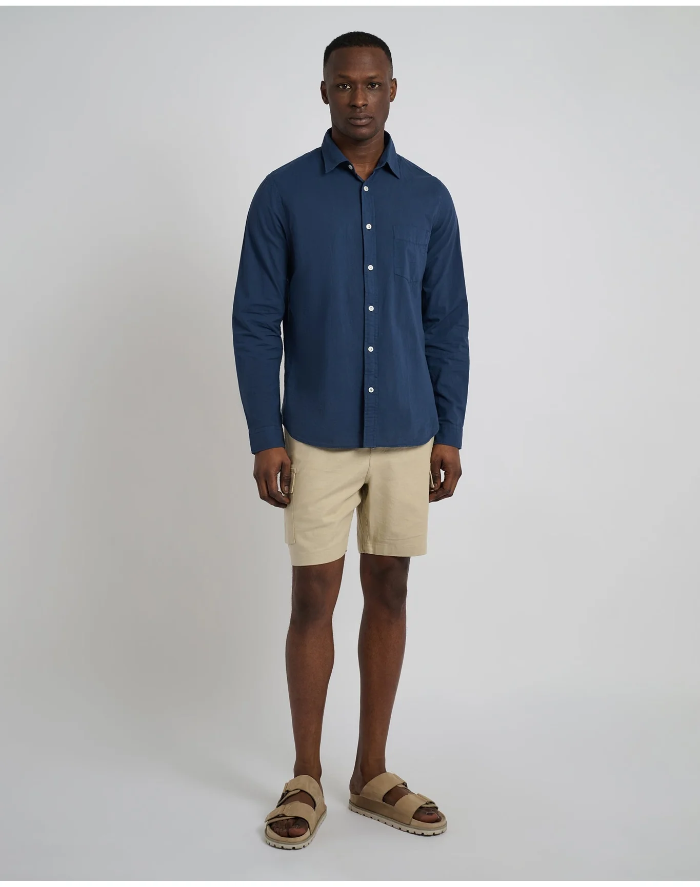 Men | Stretch Linen Pull On Cargo Short | Sand - Image 4