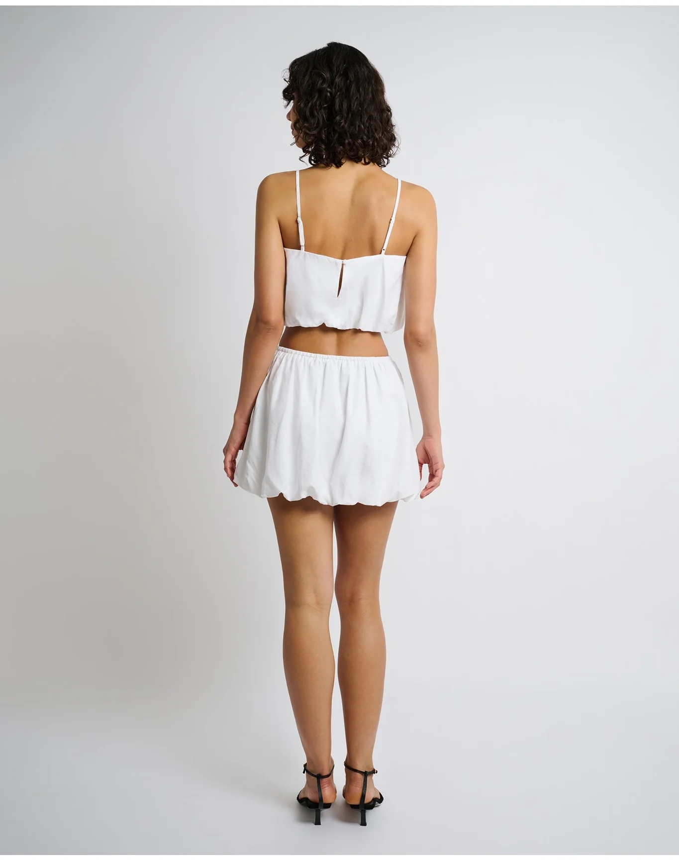 Women | Air Linen Bubble Crop Top | White - Image 5