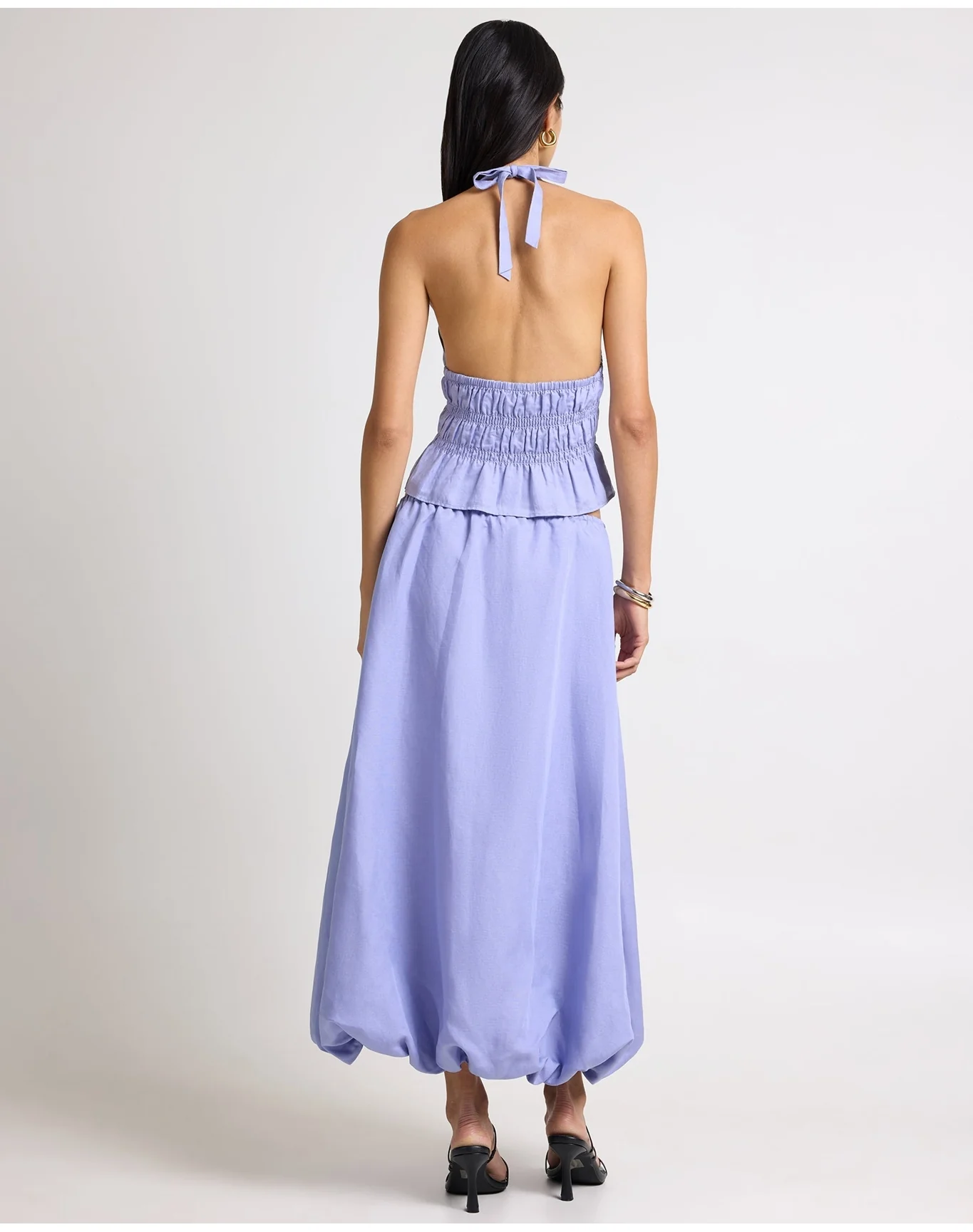 Women | Air Linen Bubble Maxi Skirt | Periwinkle - Image 5