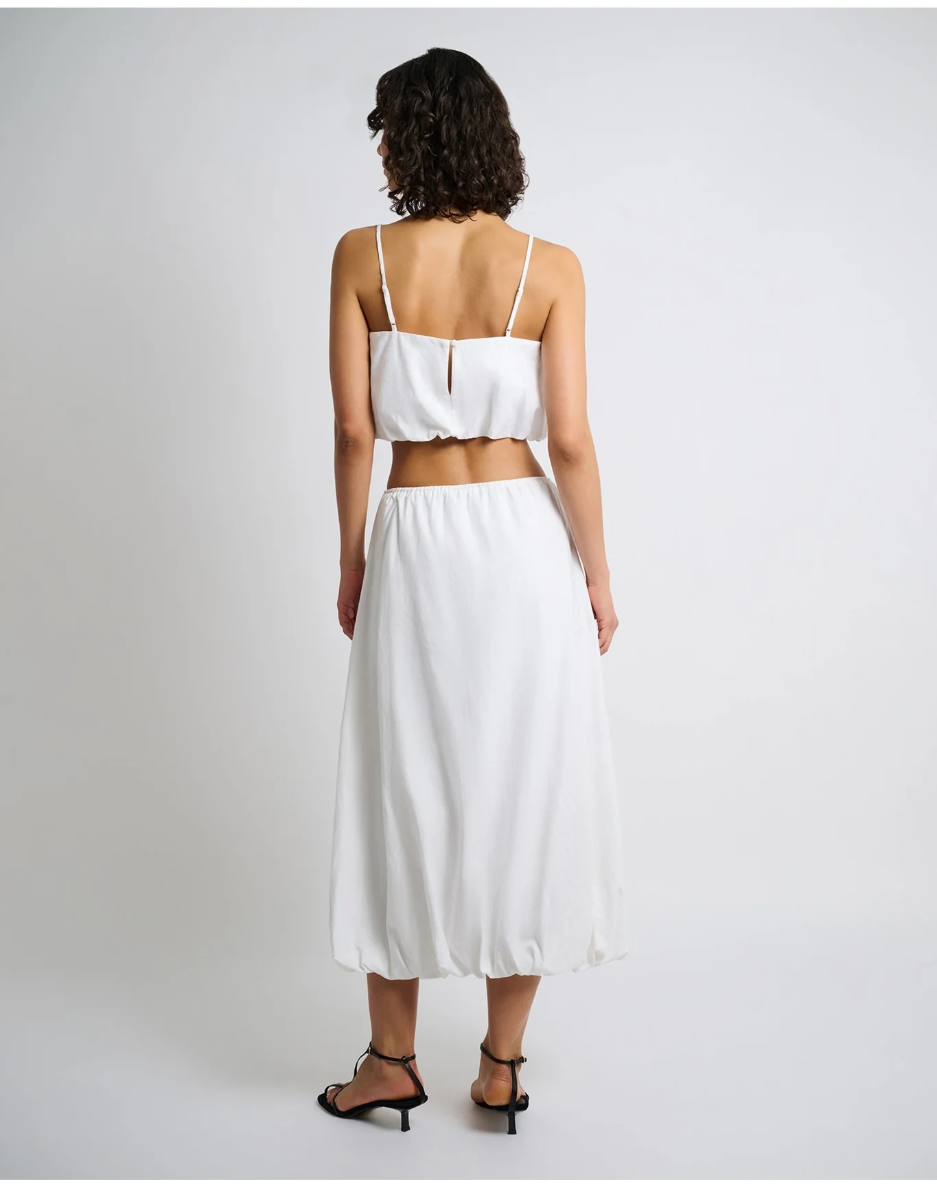 Women | Air Linen Bubble Maxi Skirt | White - Image 5