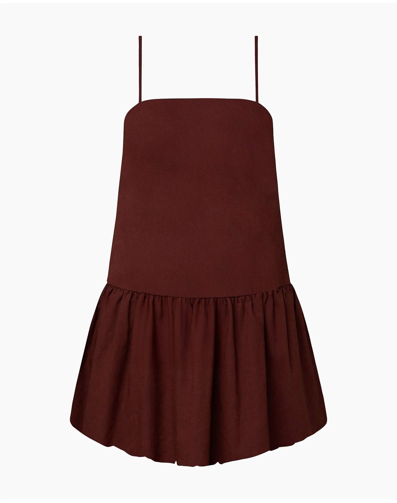 Women | Air Linen Bubble Mini Dress | Rum