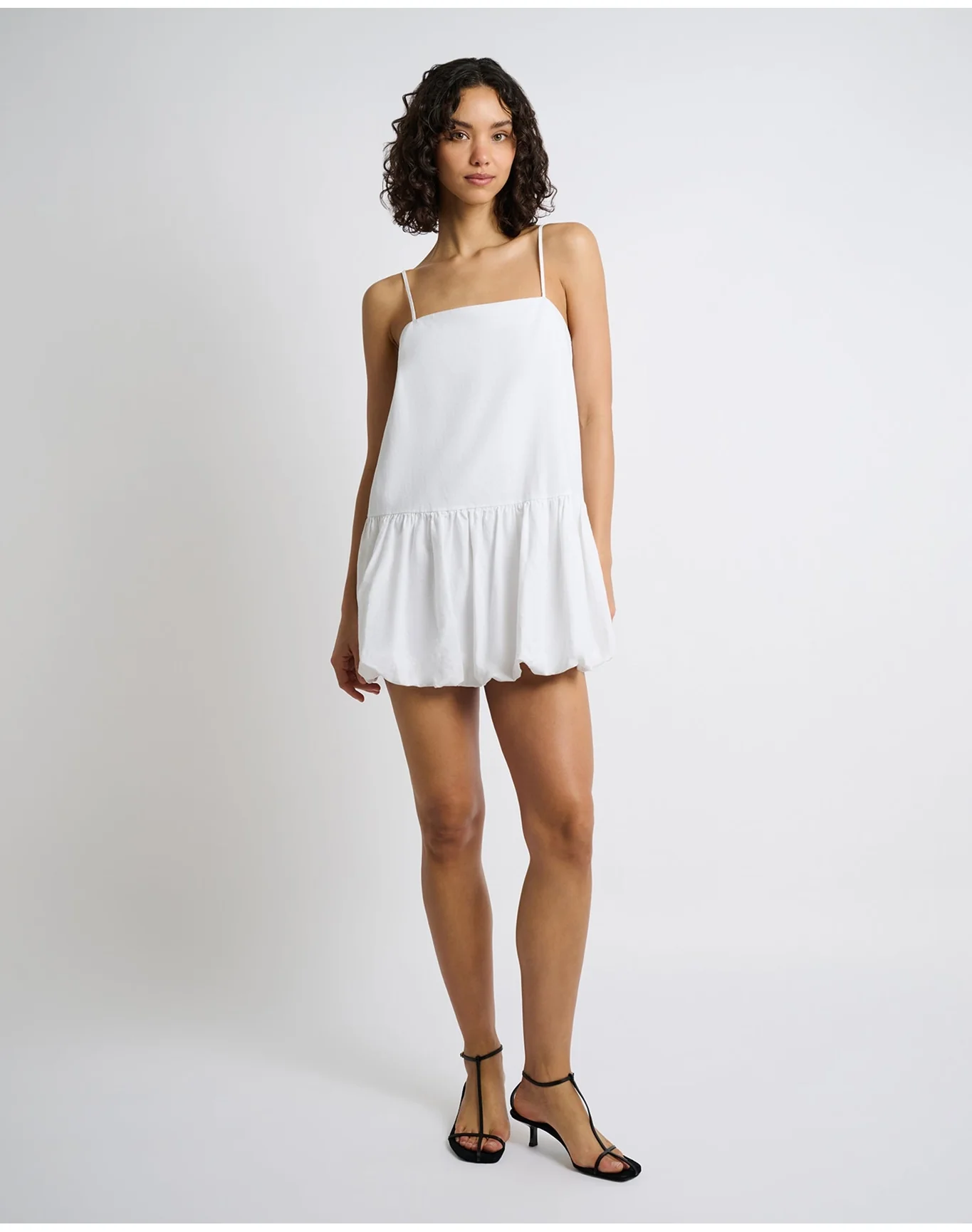Women | Air Linen Bubble Mini Dress | White
