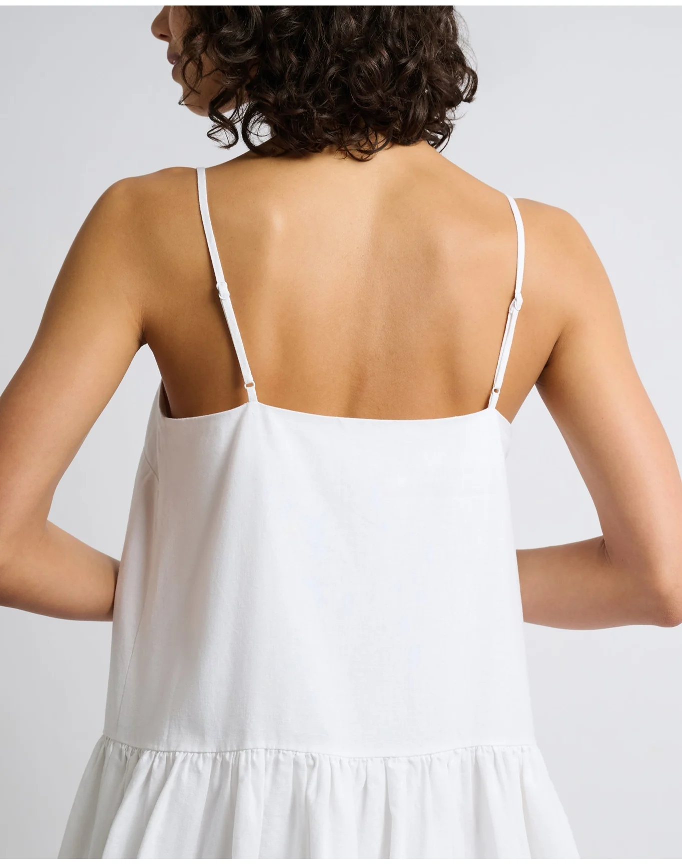 Women | Air Linen Bubble Mini Dress | White - Image 4