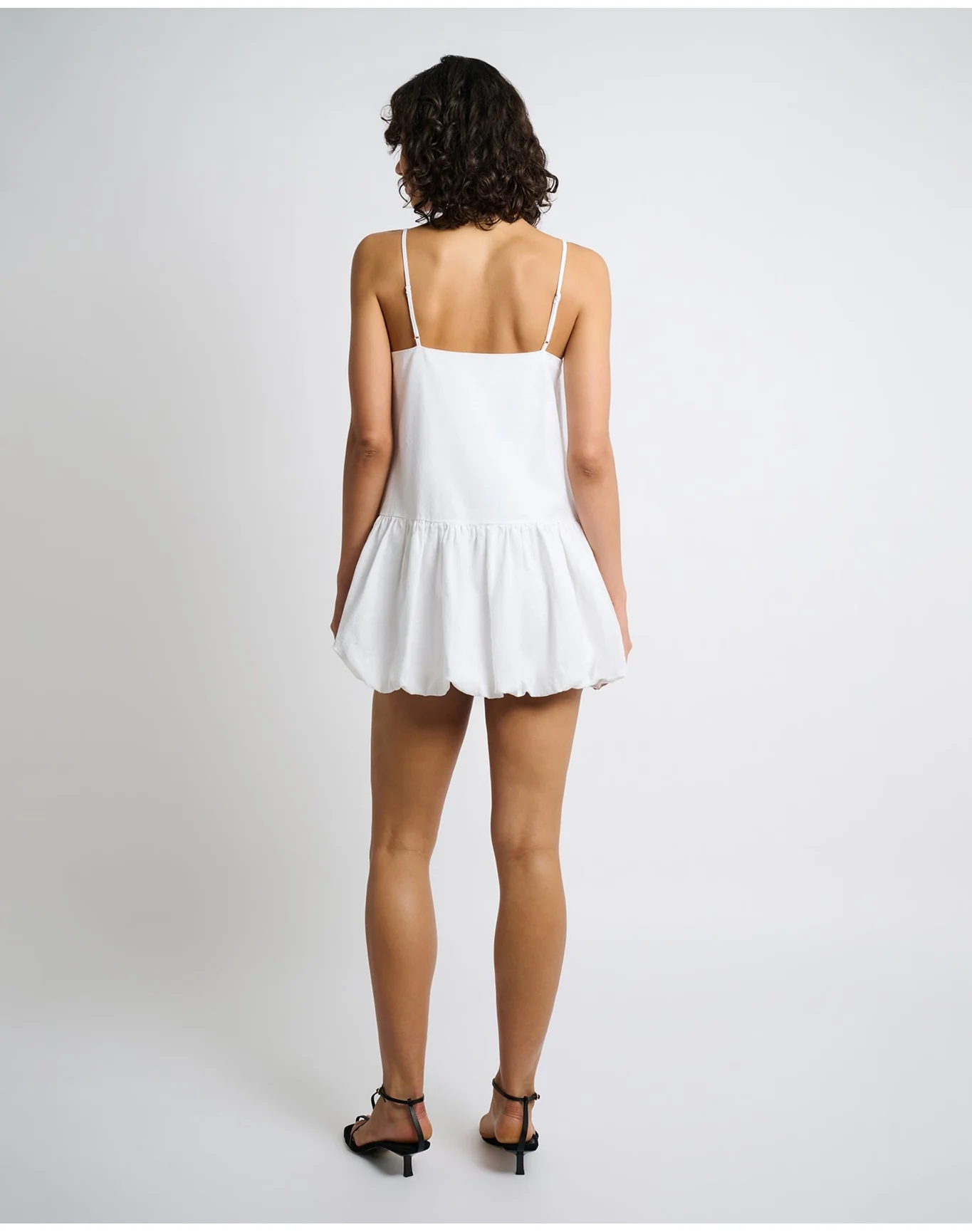 Women | Air Linen Bubble Mini Dress | White - Image 5