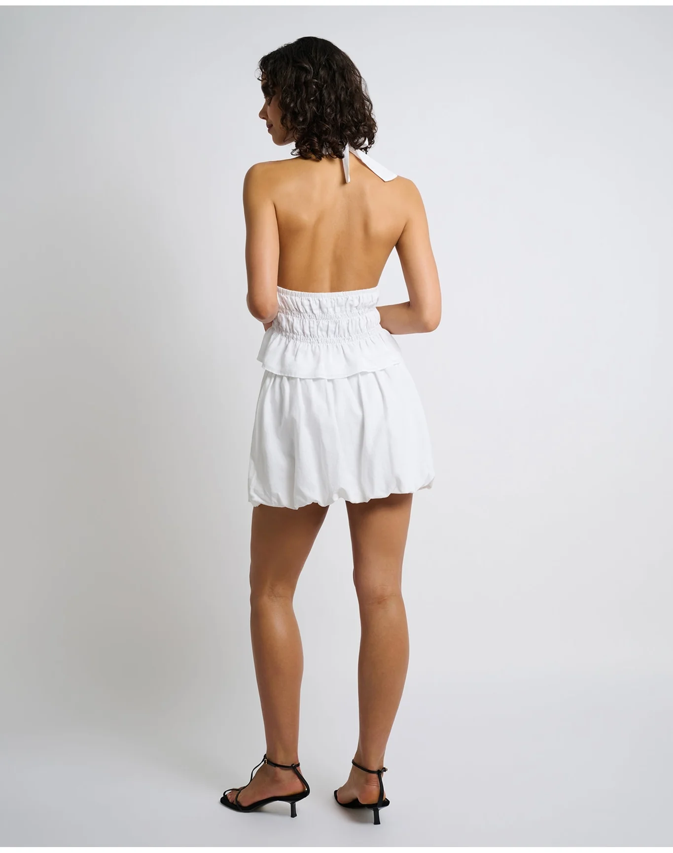 Women | Air Linen Bubble Mini Skirt | White - Image 5