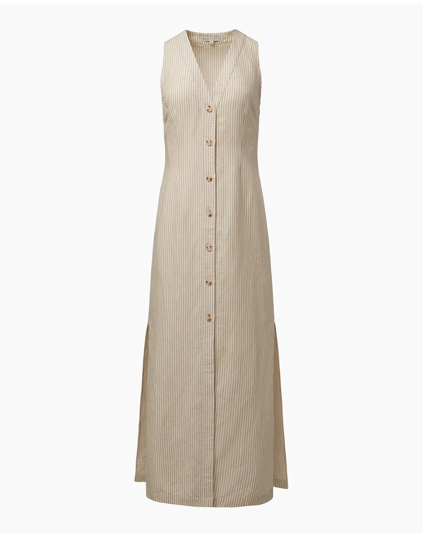 Women | Air Linen Button Down Maxi Dress | Jute White - Image 2
