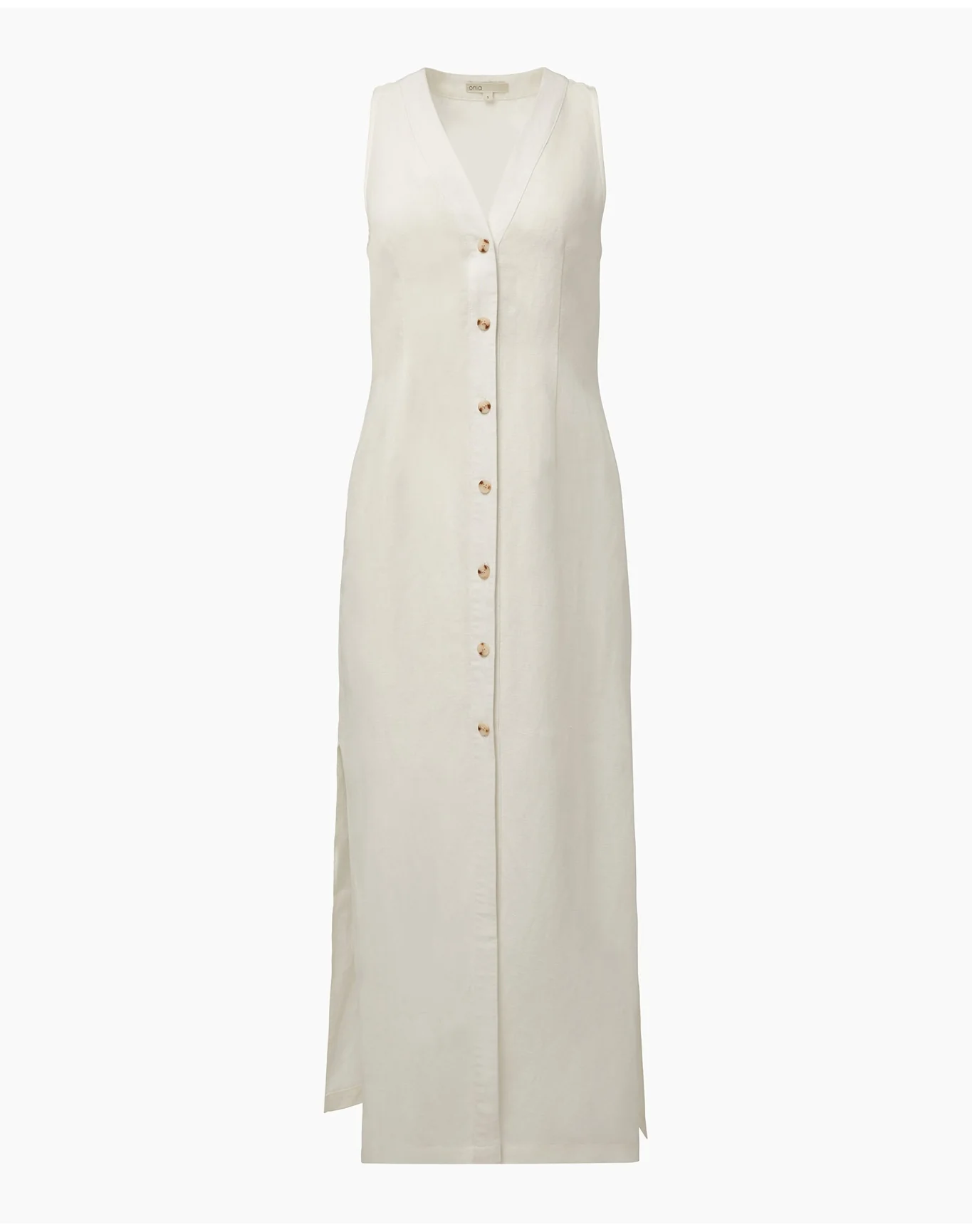 Women | Air Linen Button Down Maxi Dress | White - Image 2