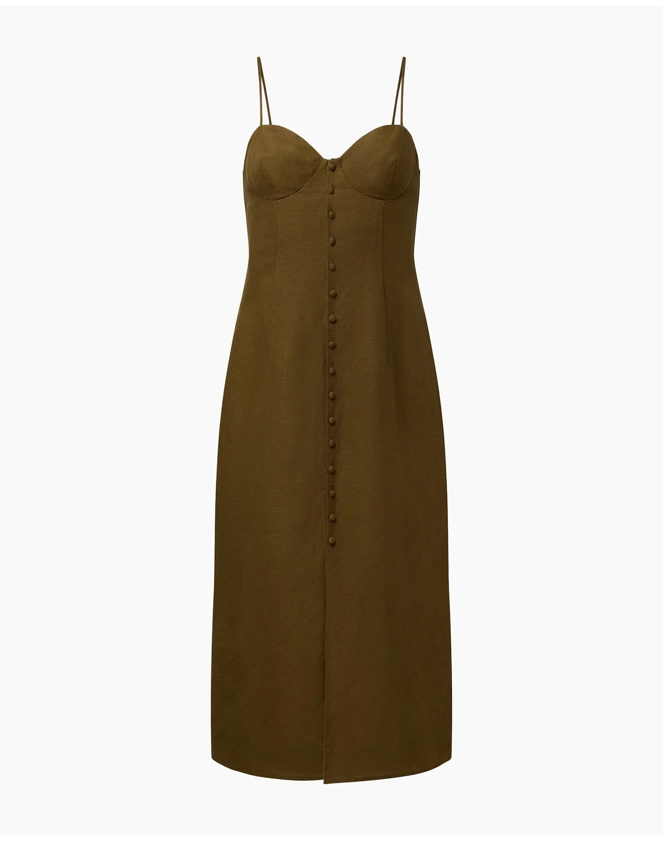 Women | Air Linen Corset Midi Dress | Olive - Image 2