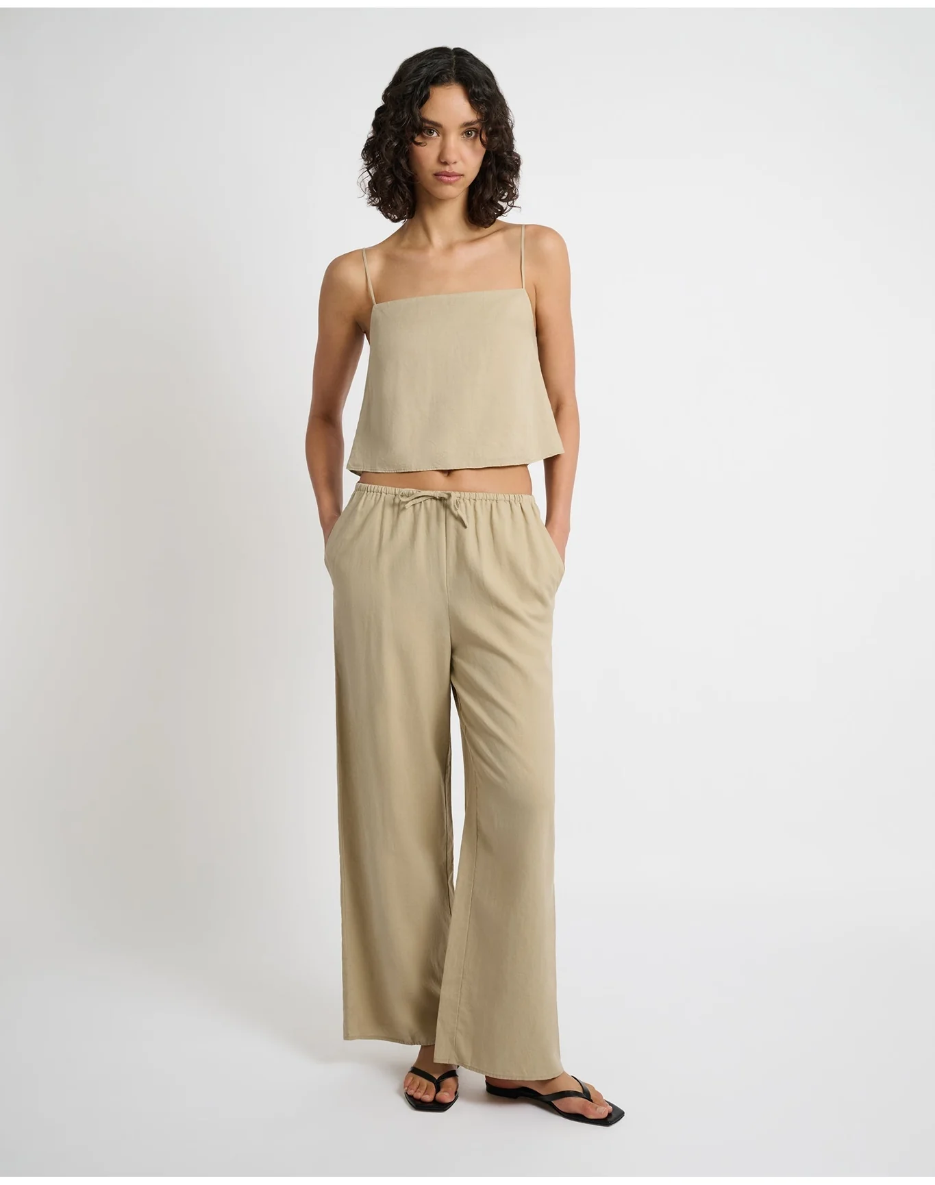 Women | Air Linen Drawstring Pant | Jute - Image 3