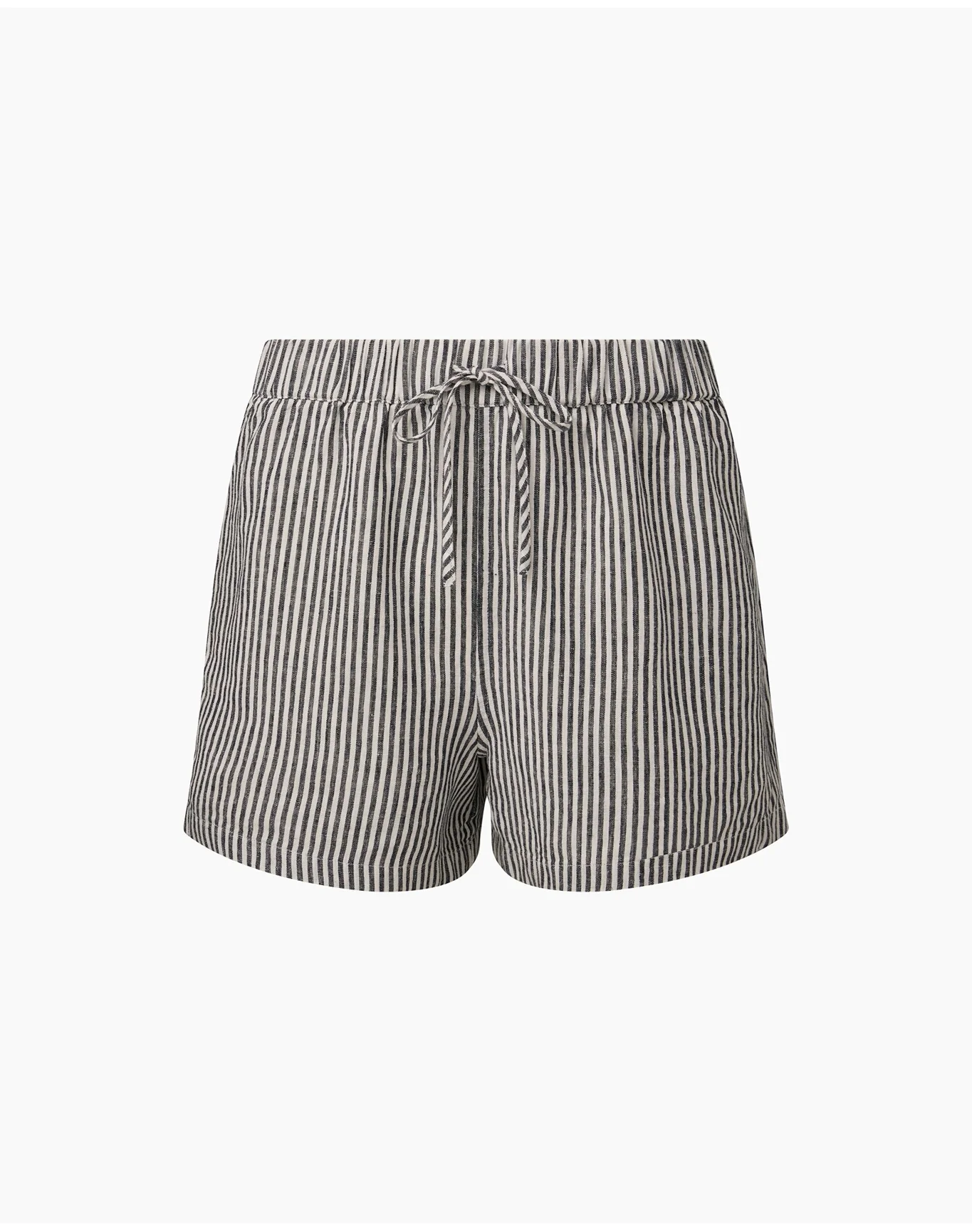 Women | Air Linen Elastic Drawstring Short | Deep Navy White - Image 2