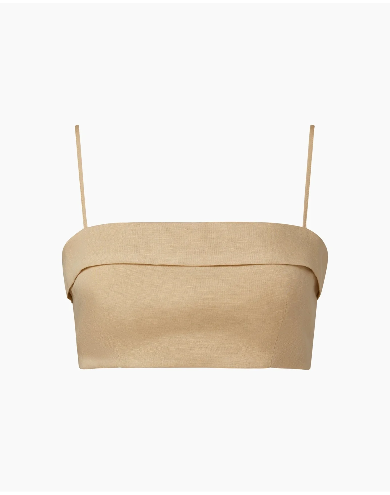 Women | Air Linen Foldover Cropped Top | Jute - Image 2