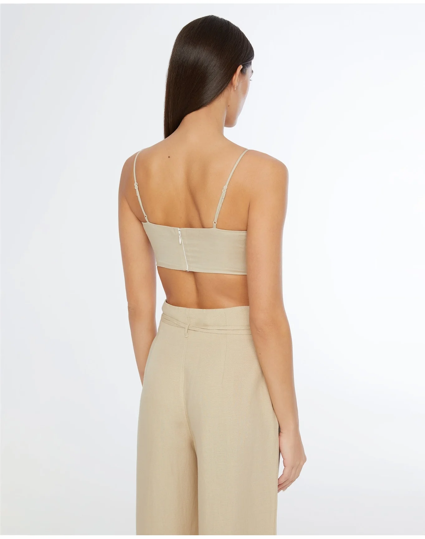 Women | Air Linen Foldover Cropped Top | Jute - Image 4
