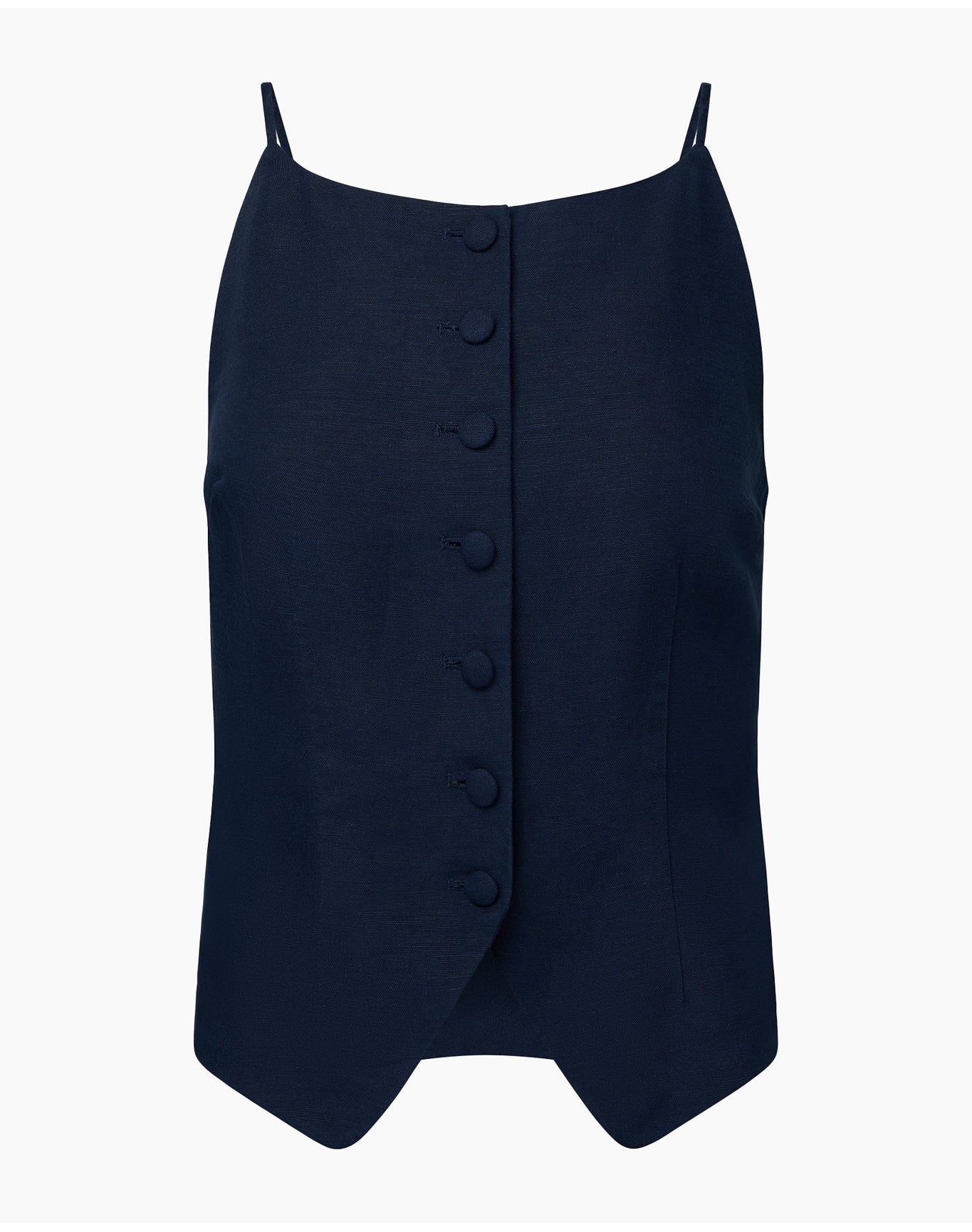 Women | Air Linen High Neck Top | Deep Navy - Image 2