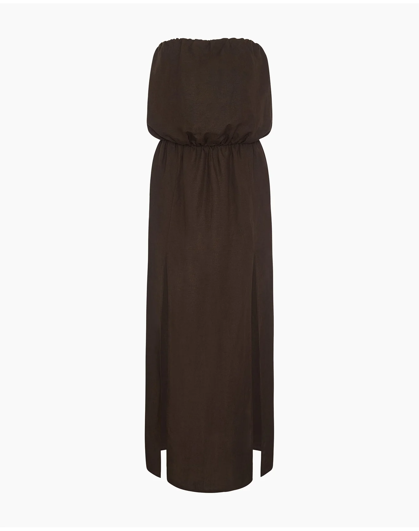 Women | Air Linen High Slit Maxi Dress | Espresso - Image 3