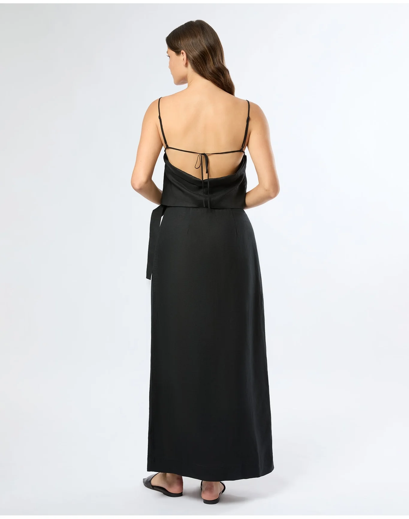Women | Air Linen Maxi Wrap Skirt | Black - Image 5