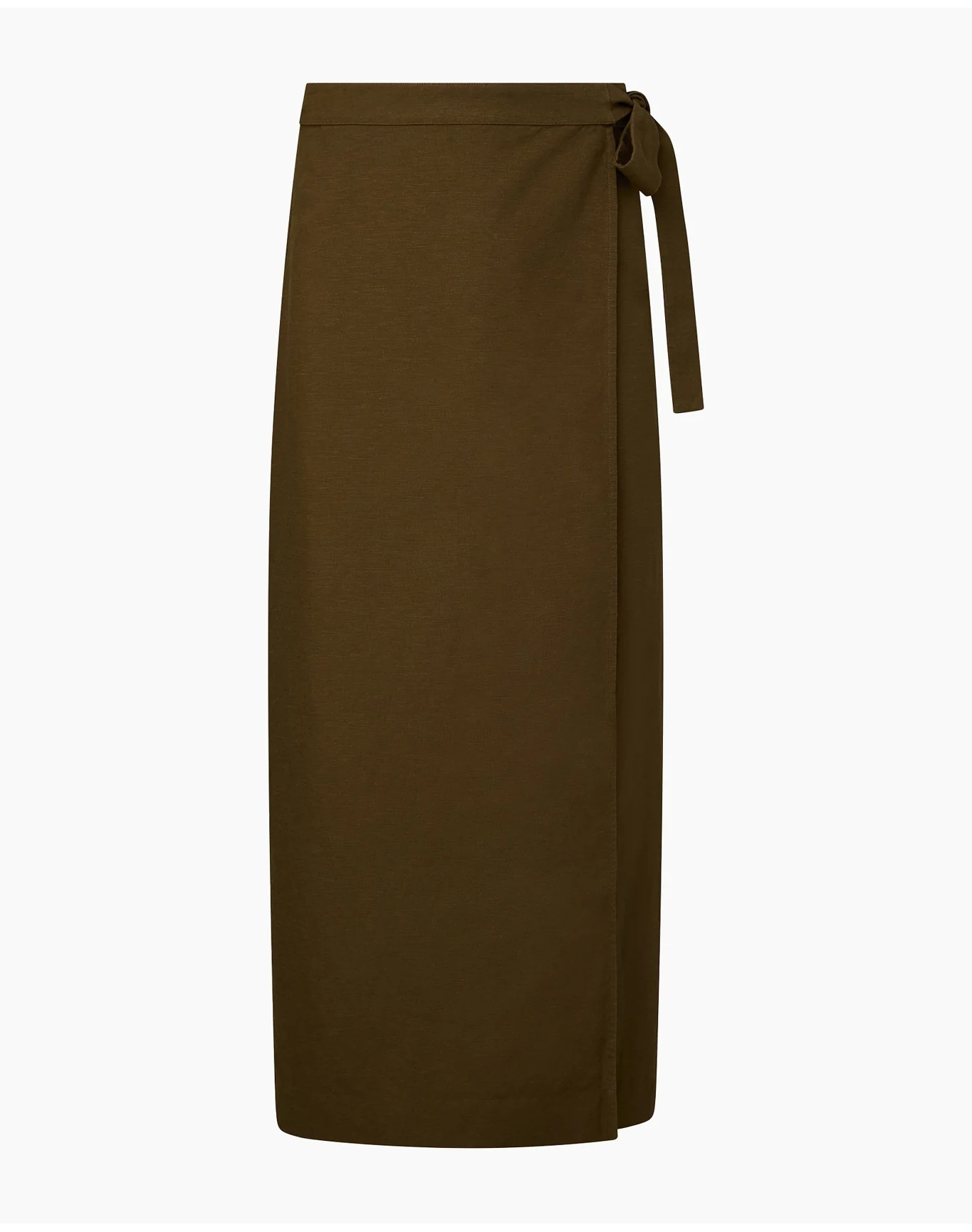 Women | Air Linen Maxi Wrap Skirt | Olive - Image 2