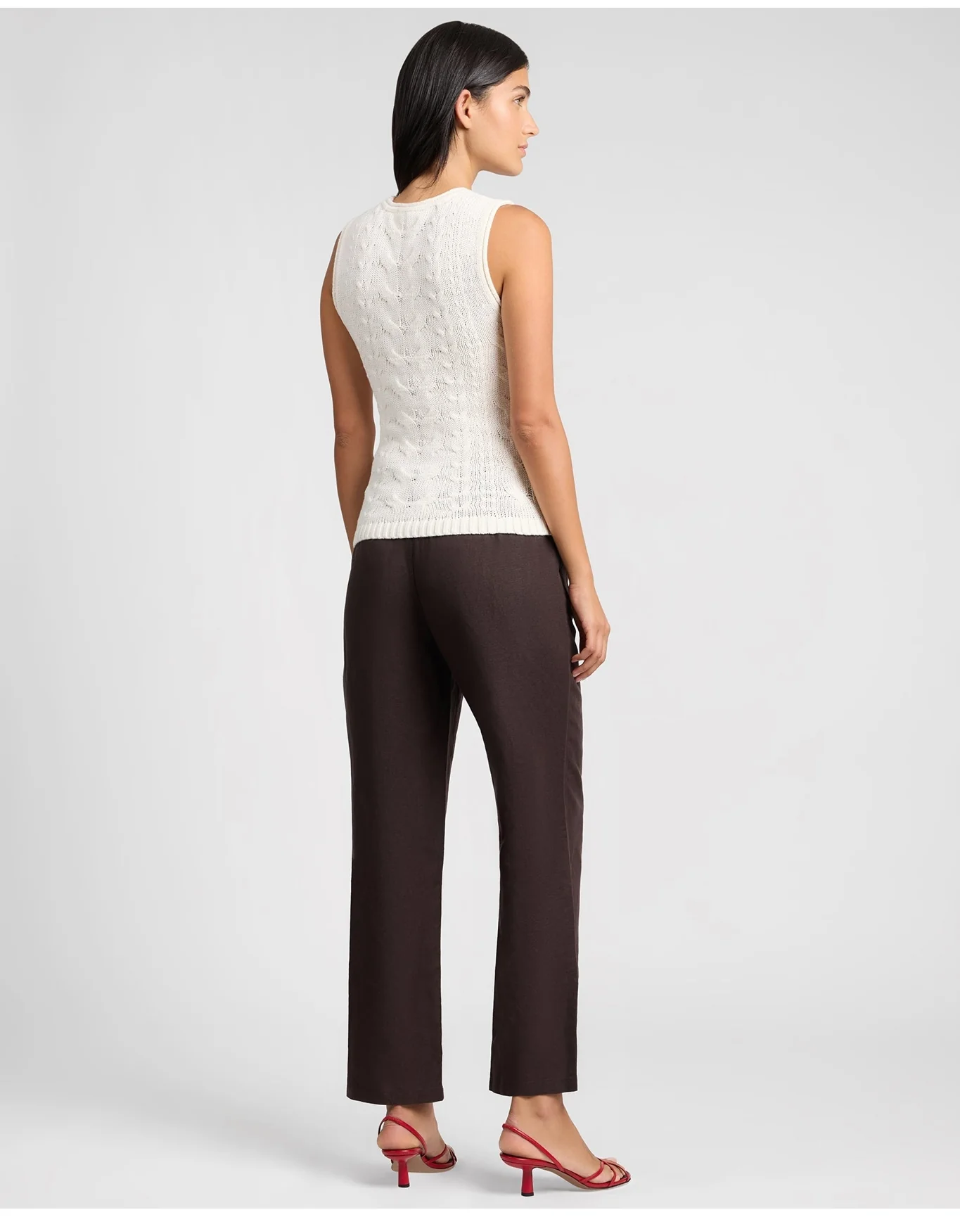 Women | Air Linen Mid Rise Pant | Espresso - Image 6