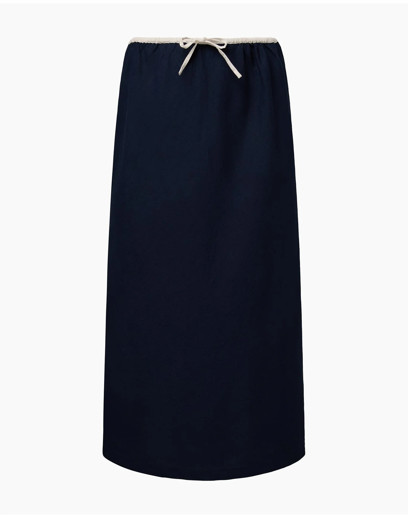 Women | Air Linen Midi Skirt | Deep Navy White - Image 2
