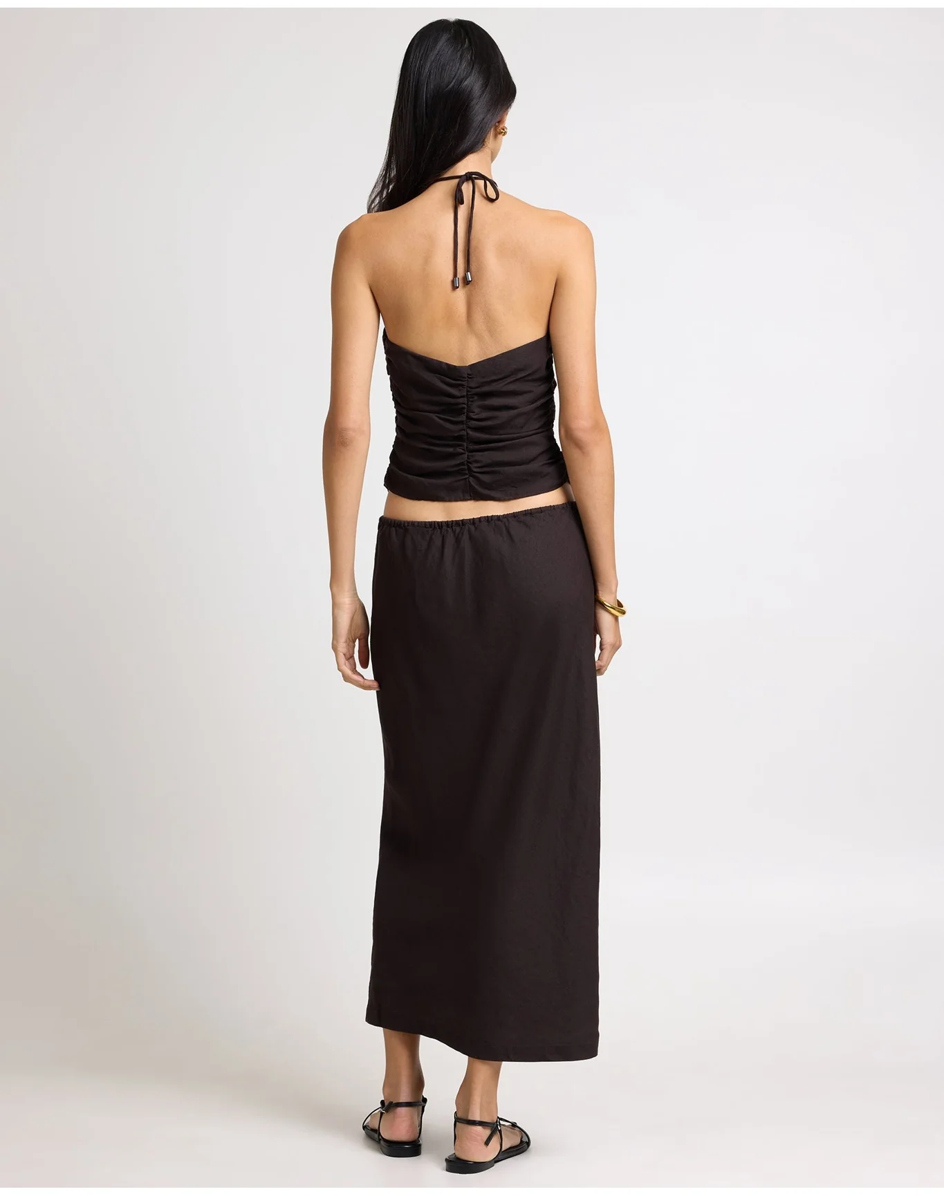 Women | Air Linen Midi Skirt | Espresso - Image 5
