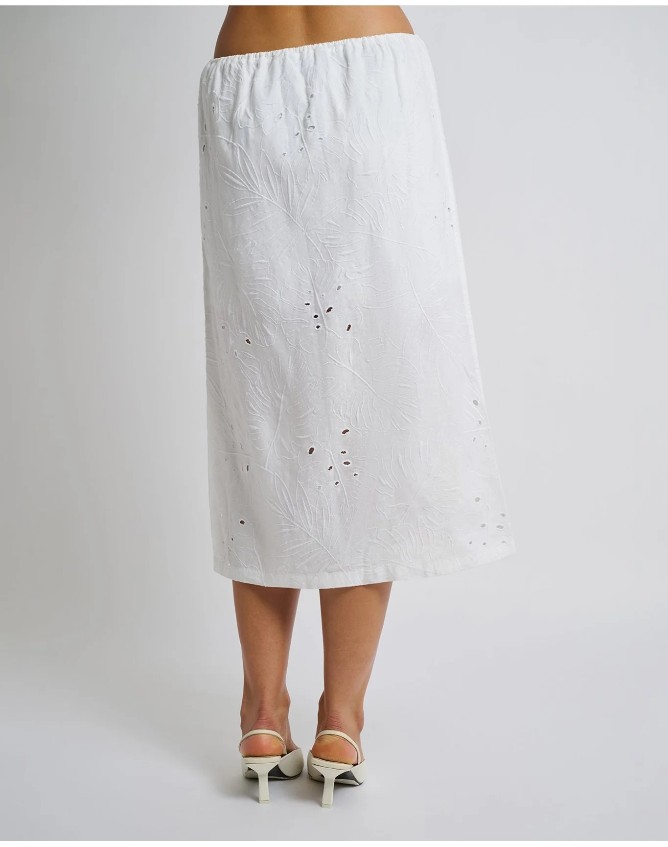 Women | Air Linen Midi Skirt | White - Image 5