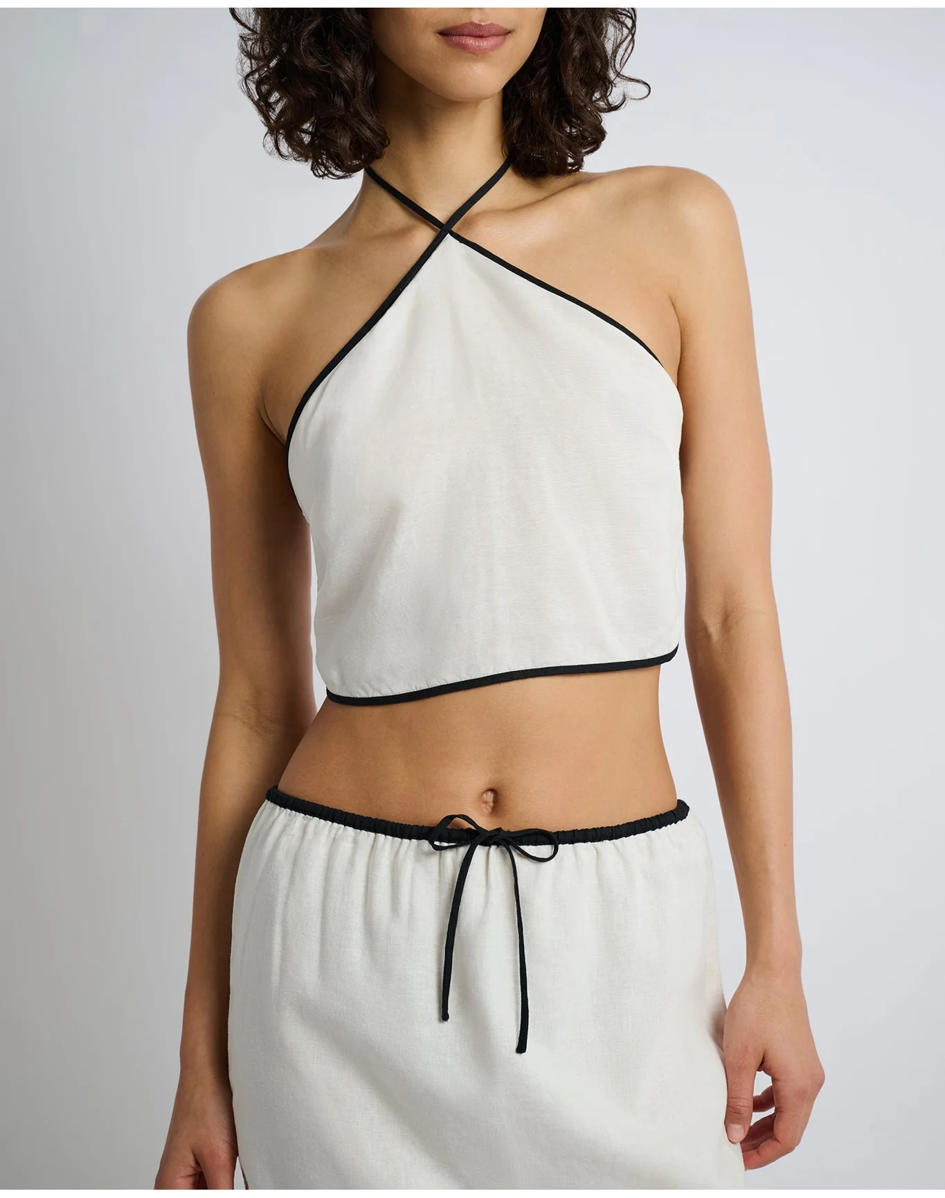 Women | Air Linen Mini Skirt | Egret Black - Image 4