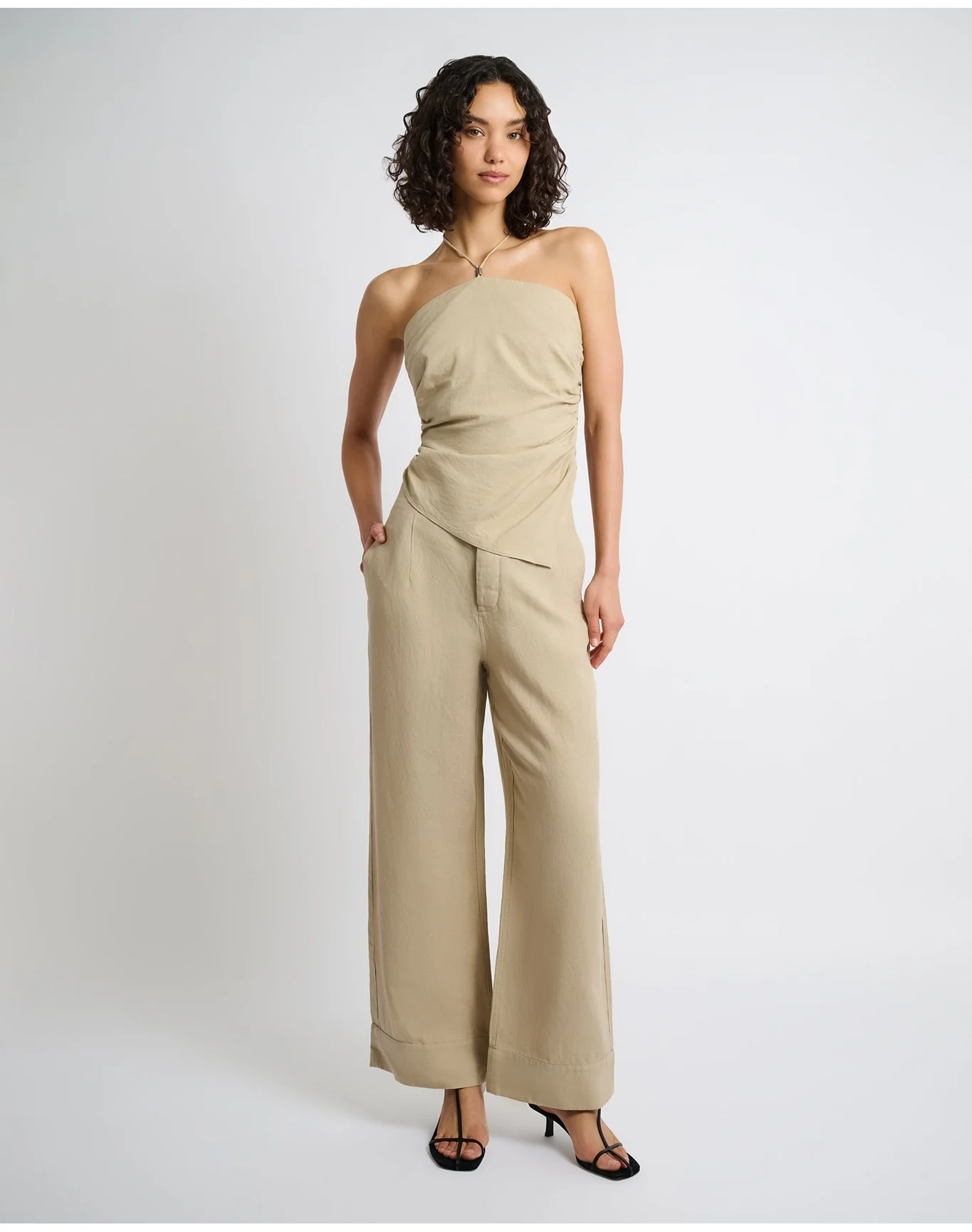 Women | Air Linen Paperbag Trouser | Jute VTAG V2 - Image 3