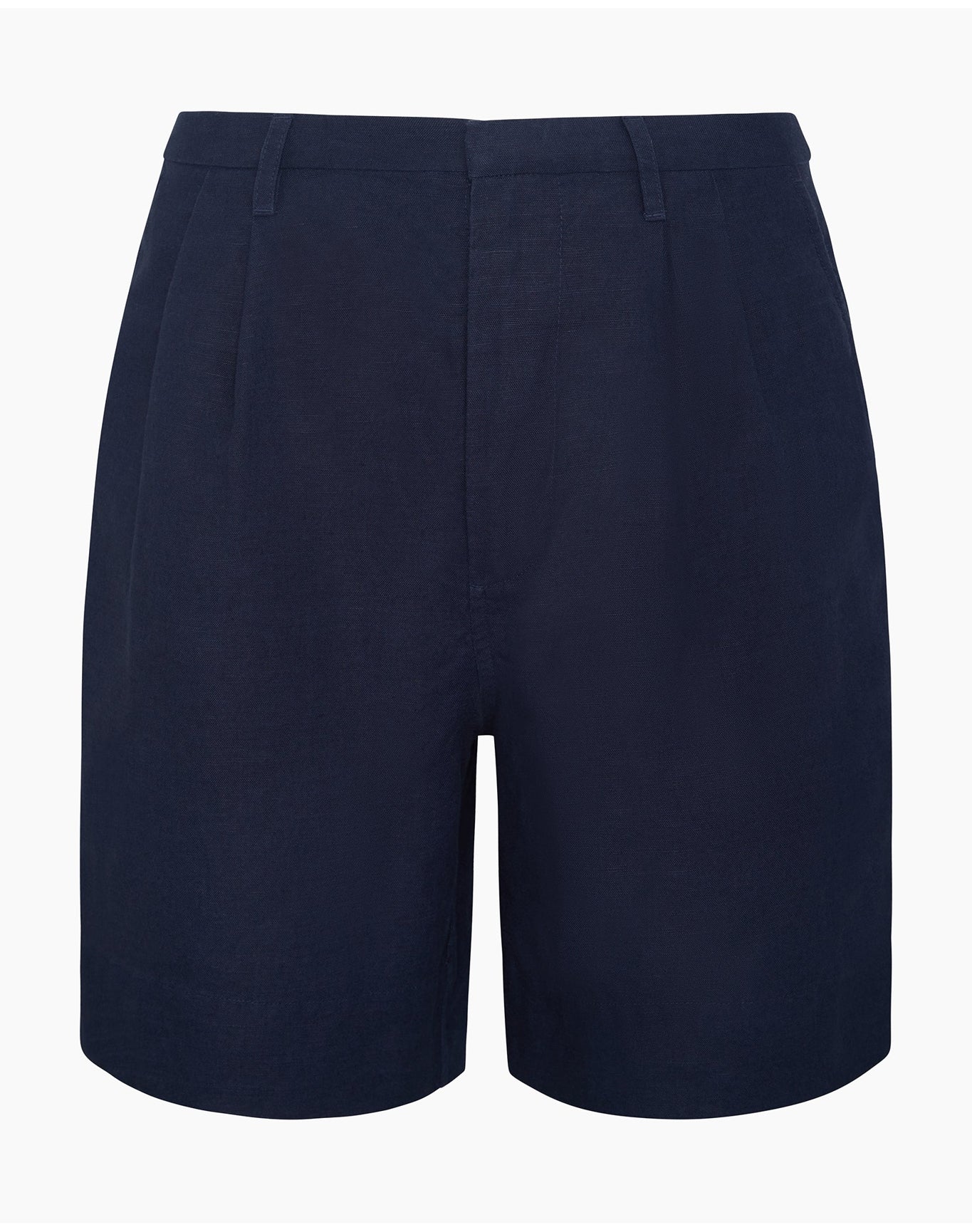 Women | Air Linen Pleated Bermuda Short | Noir Navy - Image 2