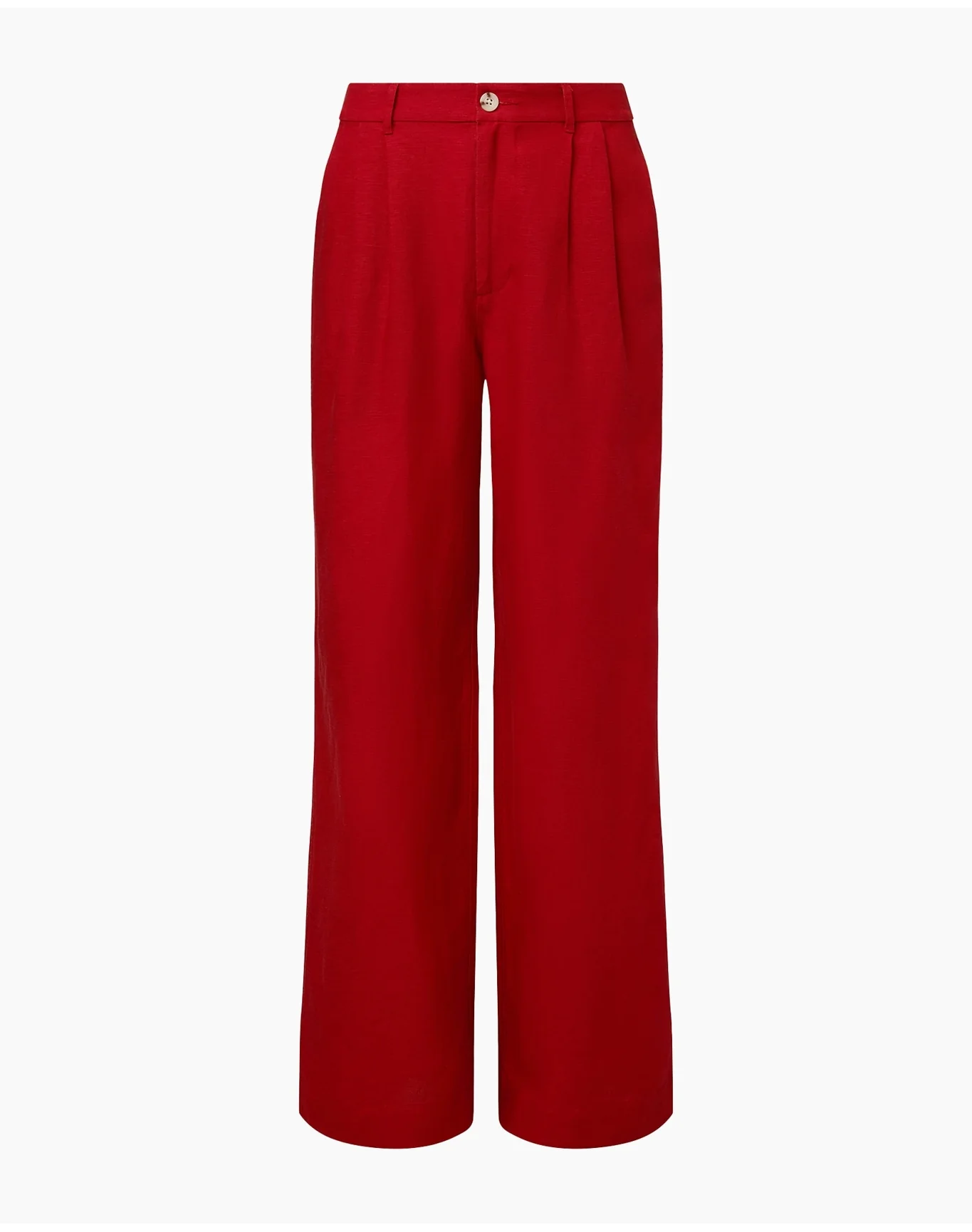Women | Air Linen Pleated Trouser | Dark Red - Image 2