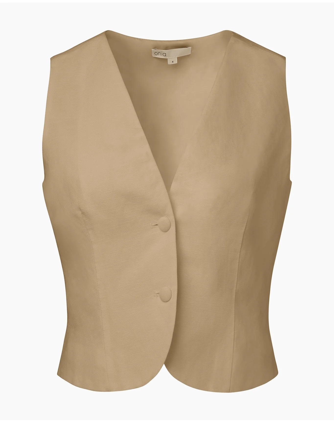 Women | Air Linen Relaxed Vest | Jute - Image 2
