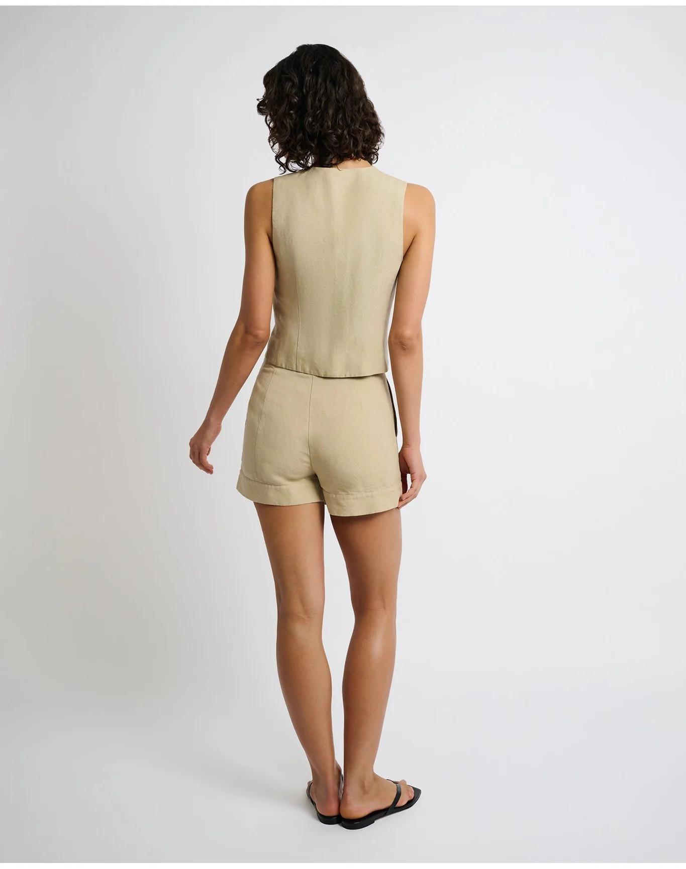 Women | Air Linen Relaxed Vest | Jute - Image 5