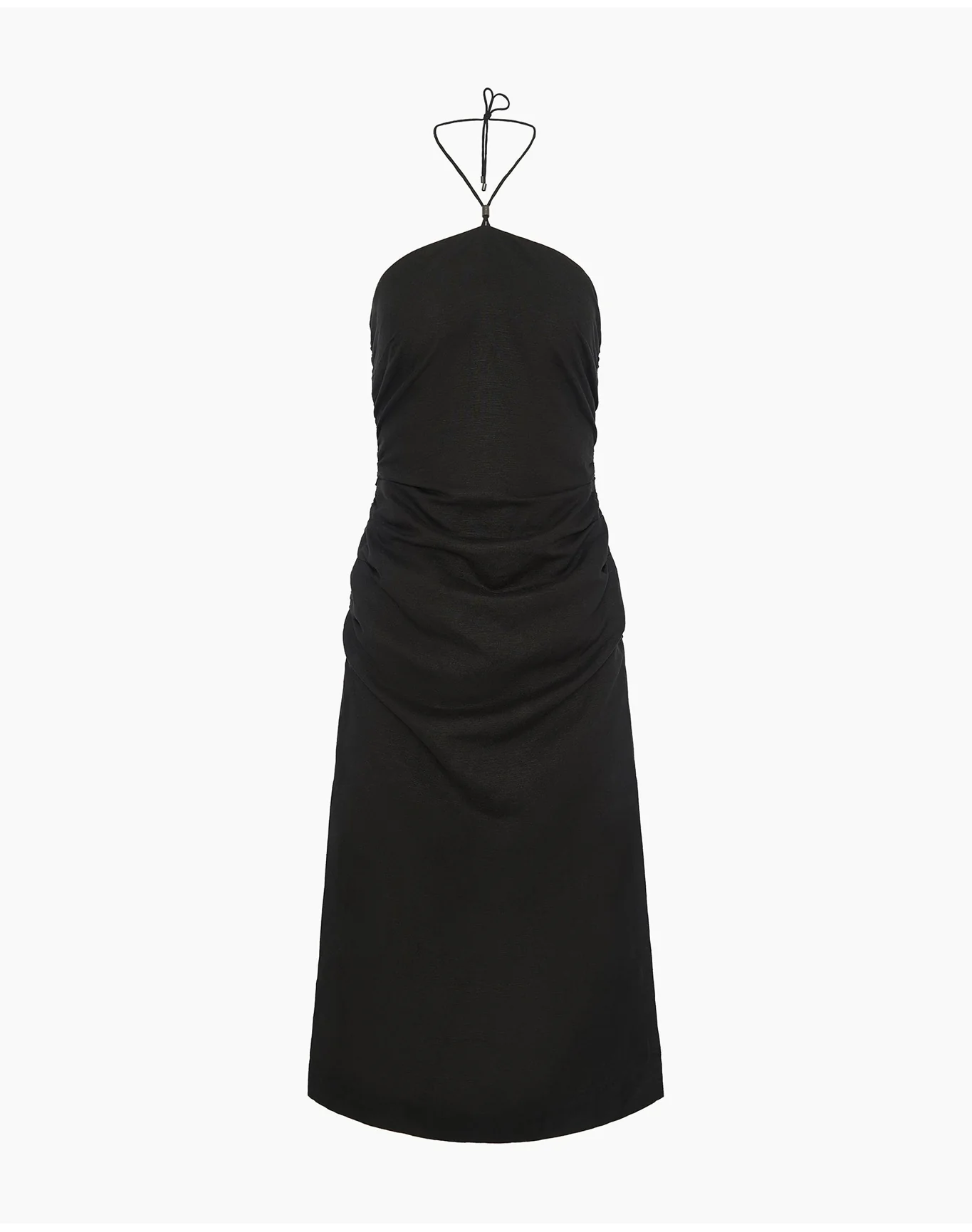 Women | Air Linen Ruched Halter Dress | Black - Image 3
