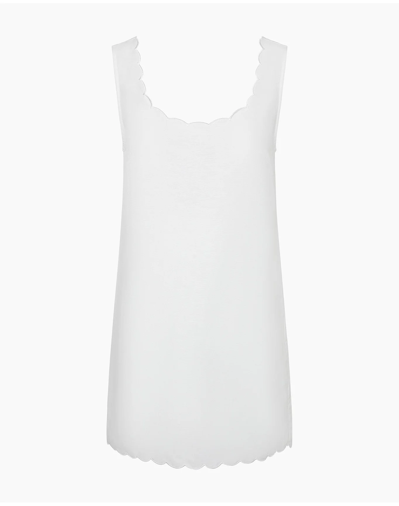 Women | Air Linen Scallop Shift Dress | White - Image 2