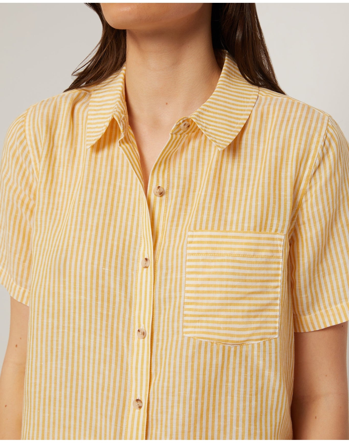Women | Air Linen Short Sleeve Shirt | Burnt Sun White - Image 3