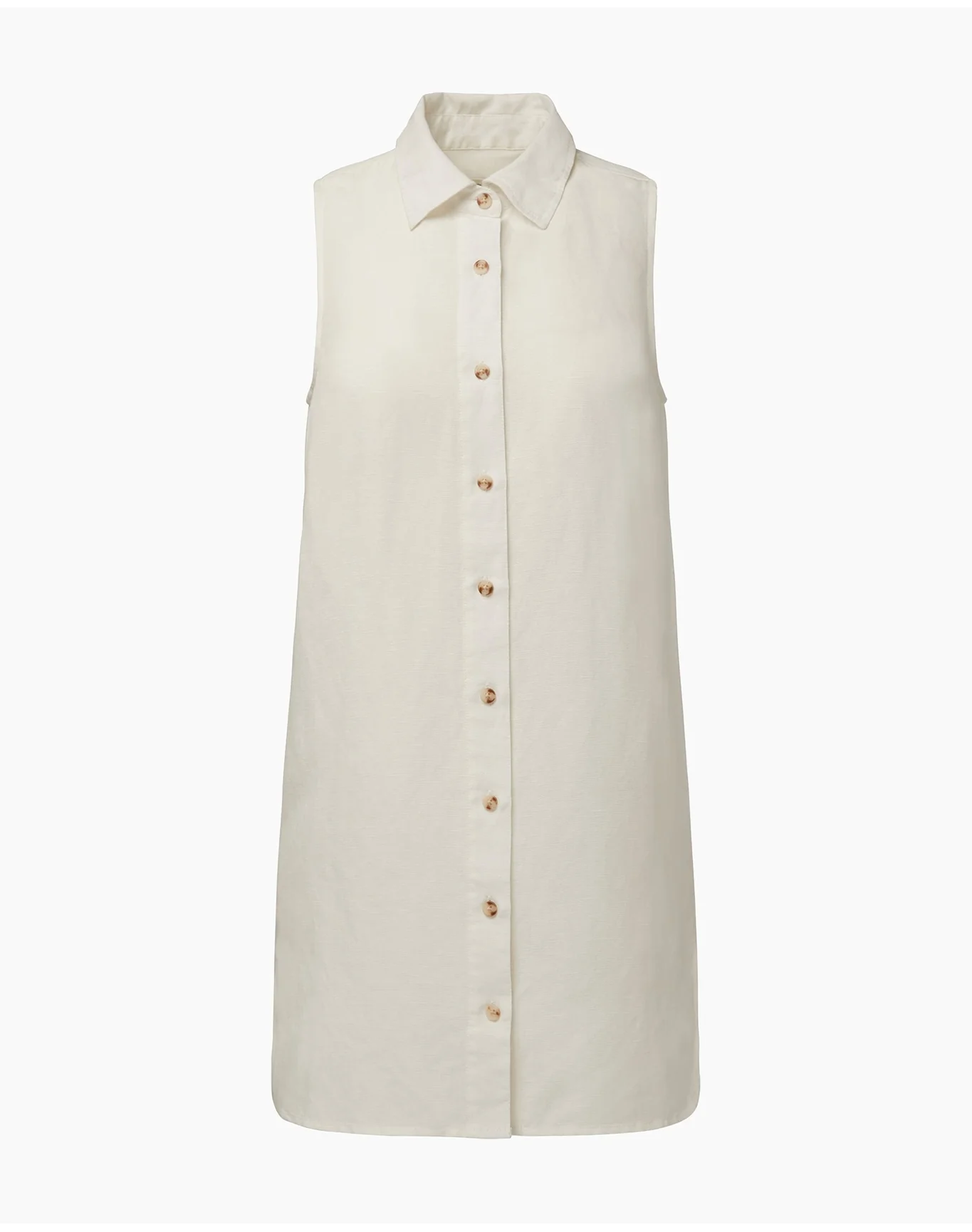 Women | Air Linen Sleeveless Shirtdress | White - Image 2