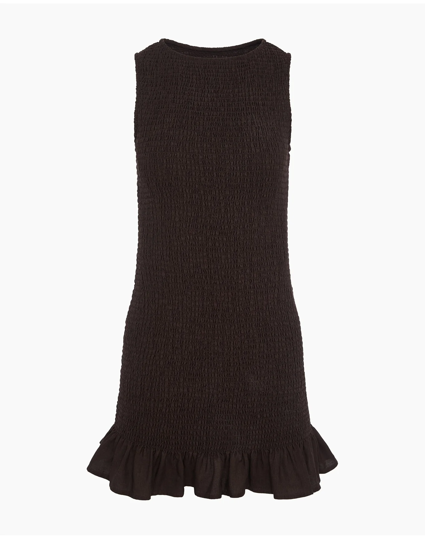 Women | Air Linen Smocked Boatneck Dress | Espresso - Image 3