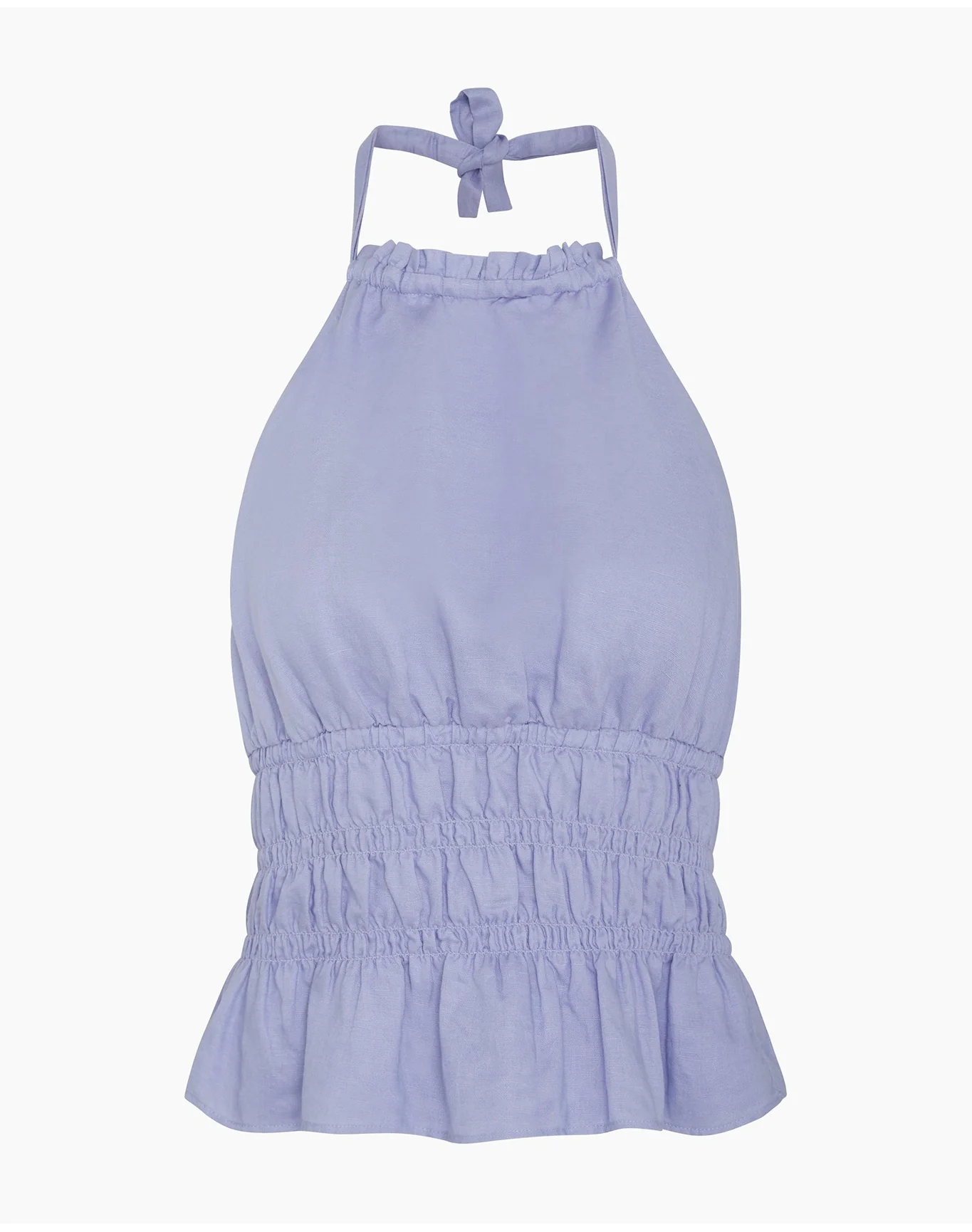 Women | Air Linen Smocked Halter Top | Periwinkle - Image 3