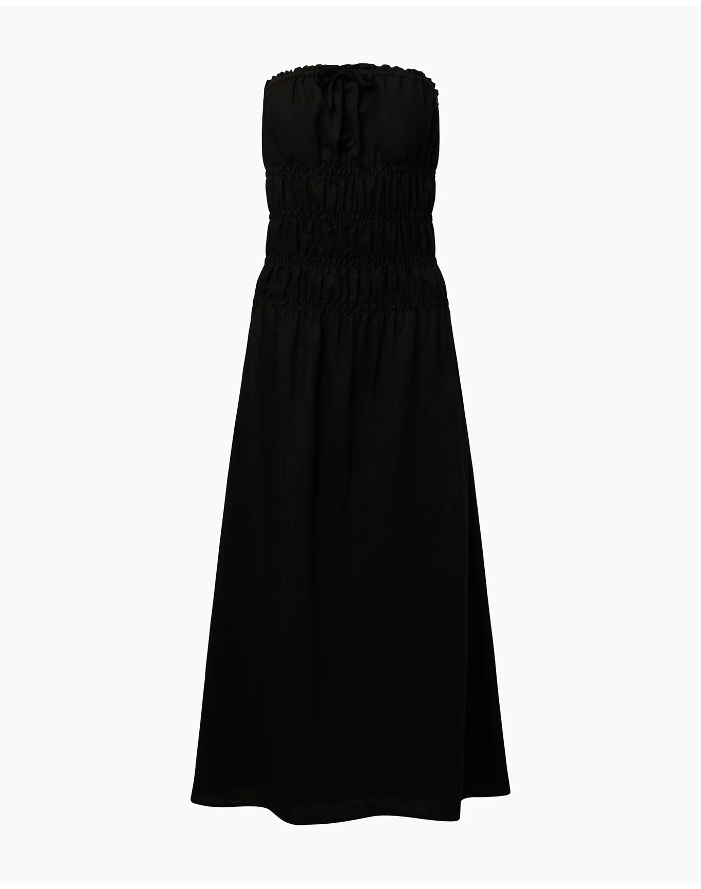 Women | Air Linen Smocked Maxi Dress | Black - Image 2