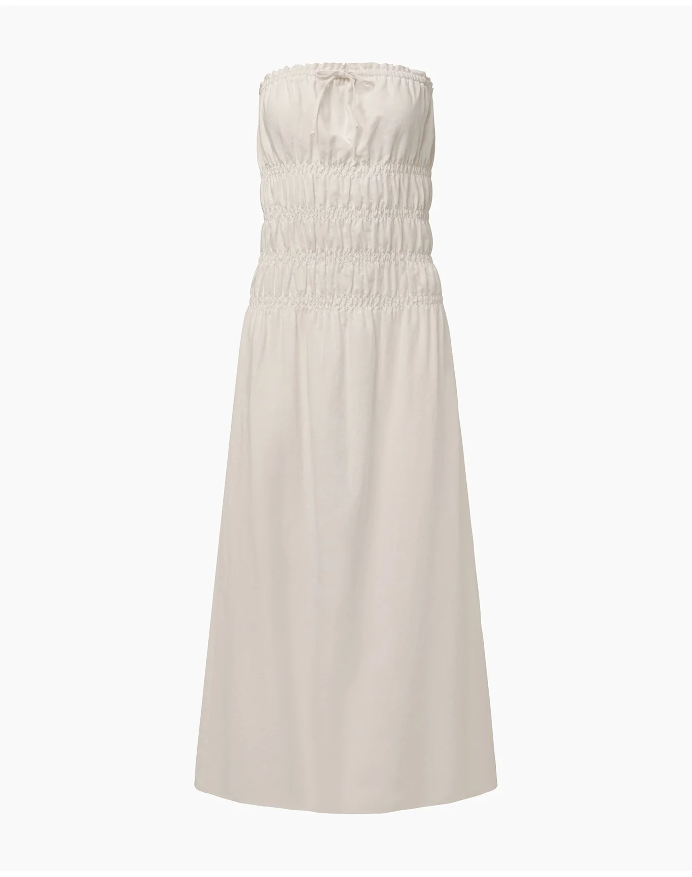 Women | Air Linen Smocked Maxi Dress | White - Image 2
