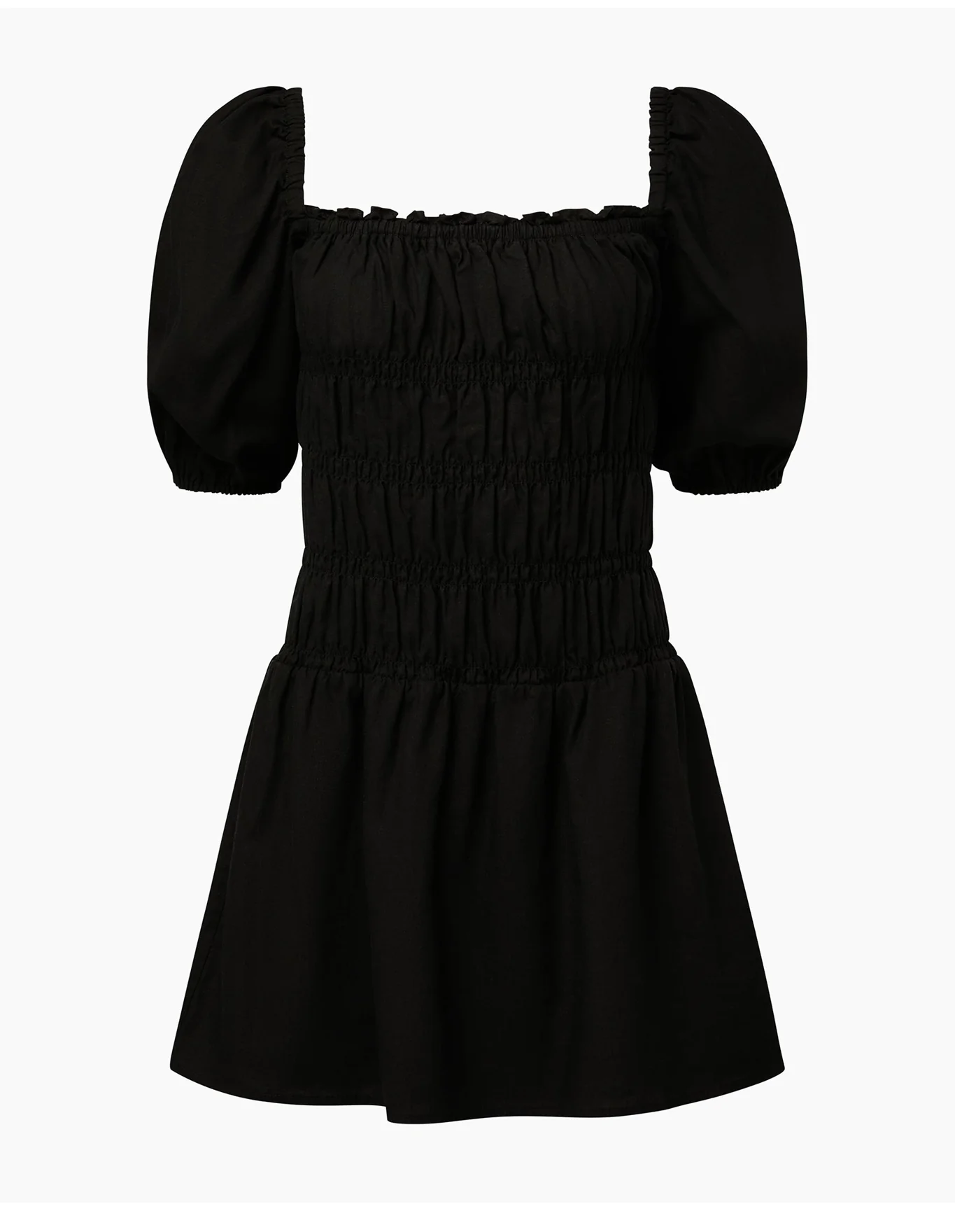 Women | Air Linen Smocked Mini Dress | Black - Image 2