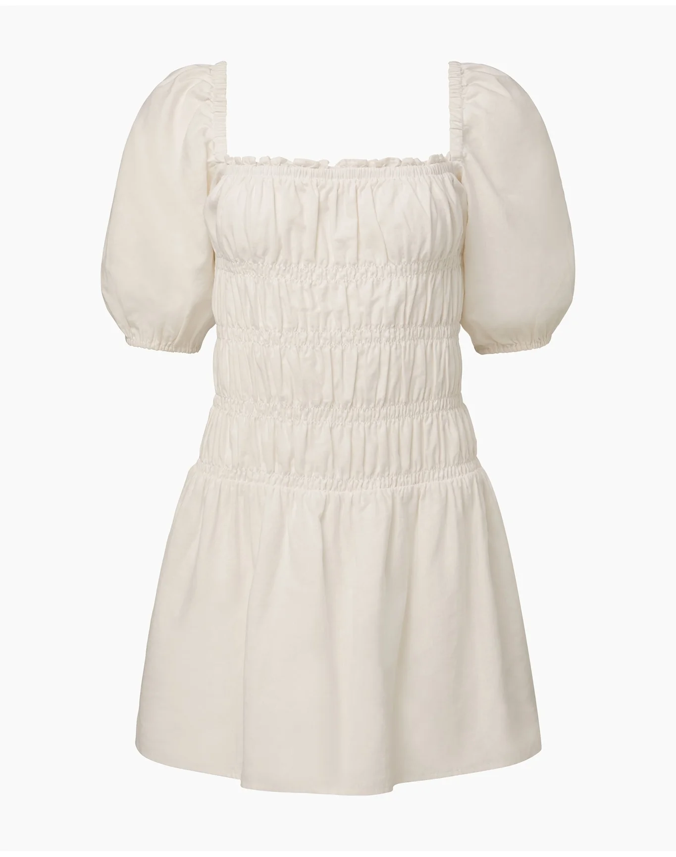 Women | Air Linen Smocked Mini Dress | White - Image 2