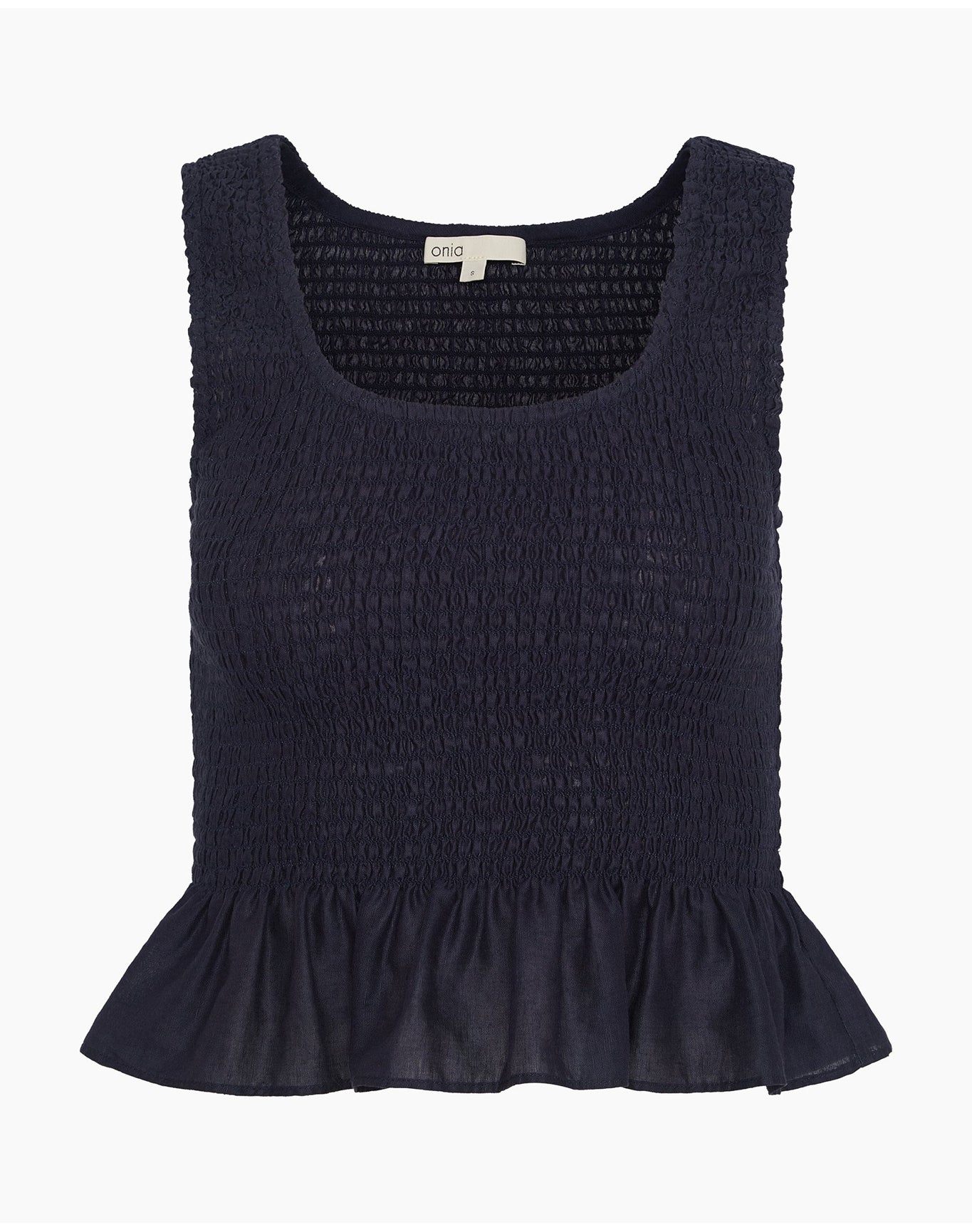 Women | Air Linen Smocked Tank | Noir Navy - Image 2